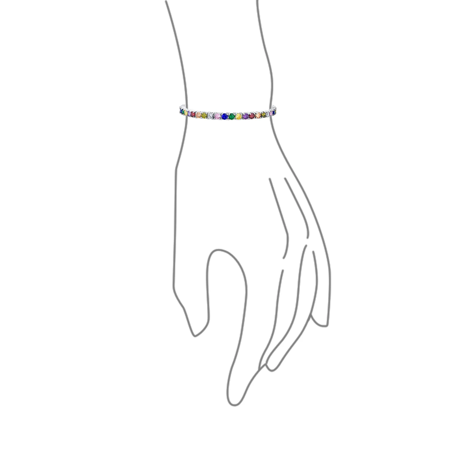 12 CTW Prong Set Cubic Zirconia CZ Colorful Multi Color Tennis Bracelet 7.5 Inch Silver Plated - Image 11