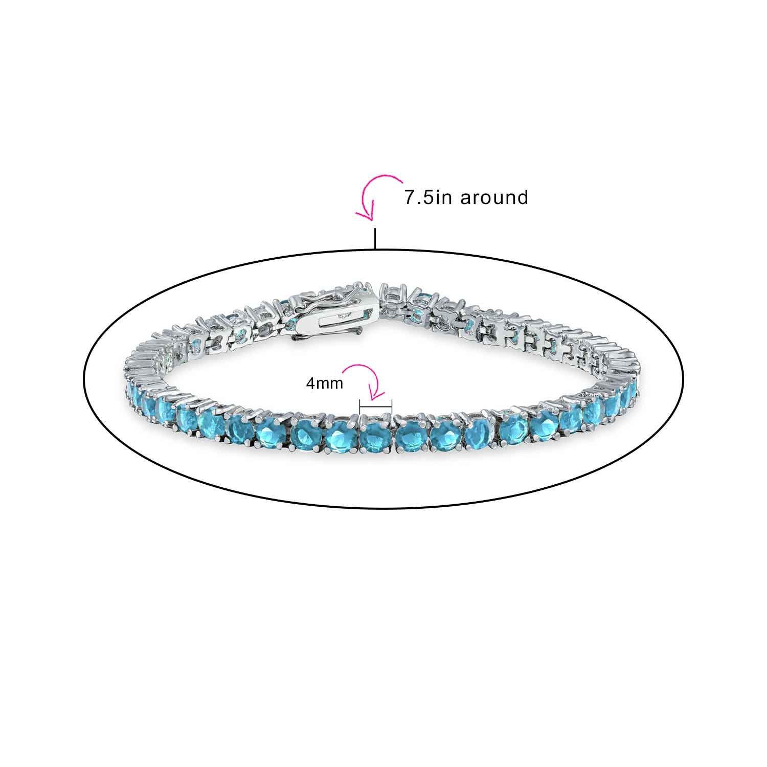 12 CTW Prong Set Cubic Zirconia CZ Colorful Multi Color Tennis Bracelet 7.5 Inch Silver Plated - Image 22