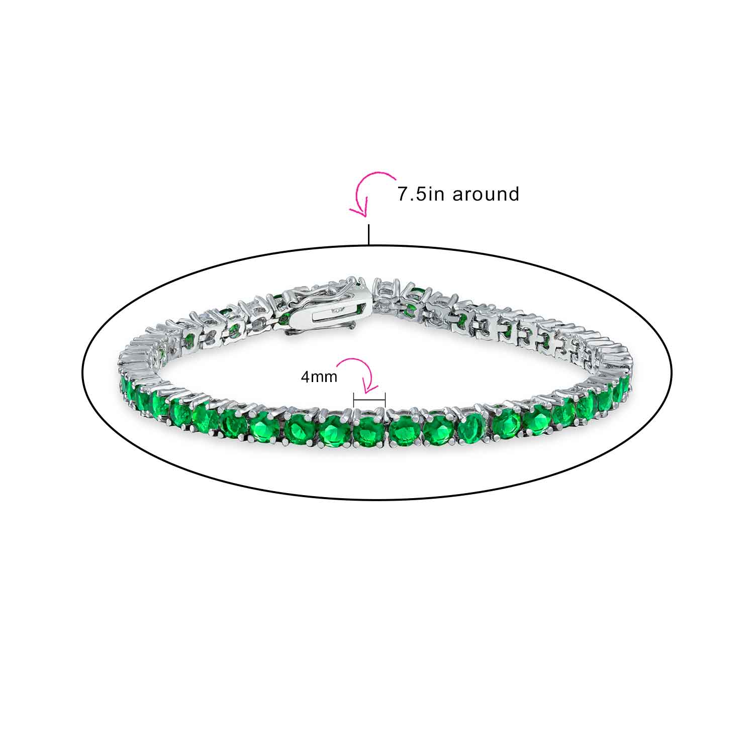 12 CTW Prong Set Cubic Zirconia CZ Colorful Multi Color Tennis Bracelet 7.5 Inch Silver Plated - Image 24