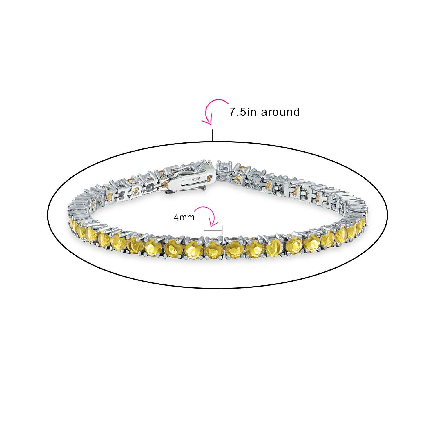12 CTW Prong Set Cubic Zirconia CZ Colorful Multi Color Tennis Bracelet 7.5 Inch Silver Plated - Image 27
