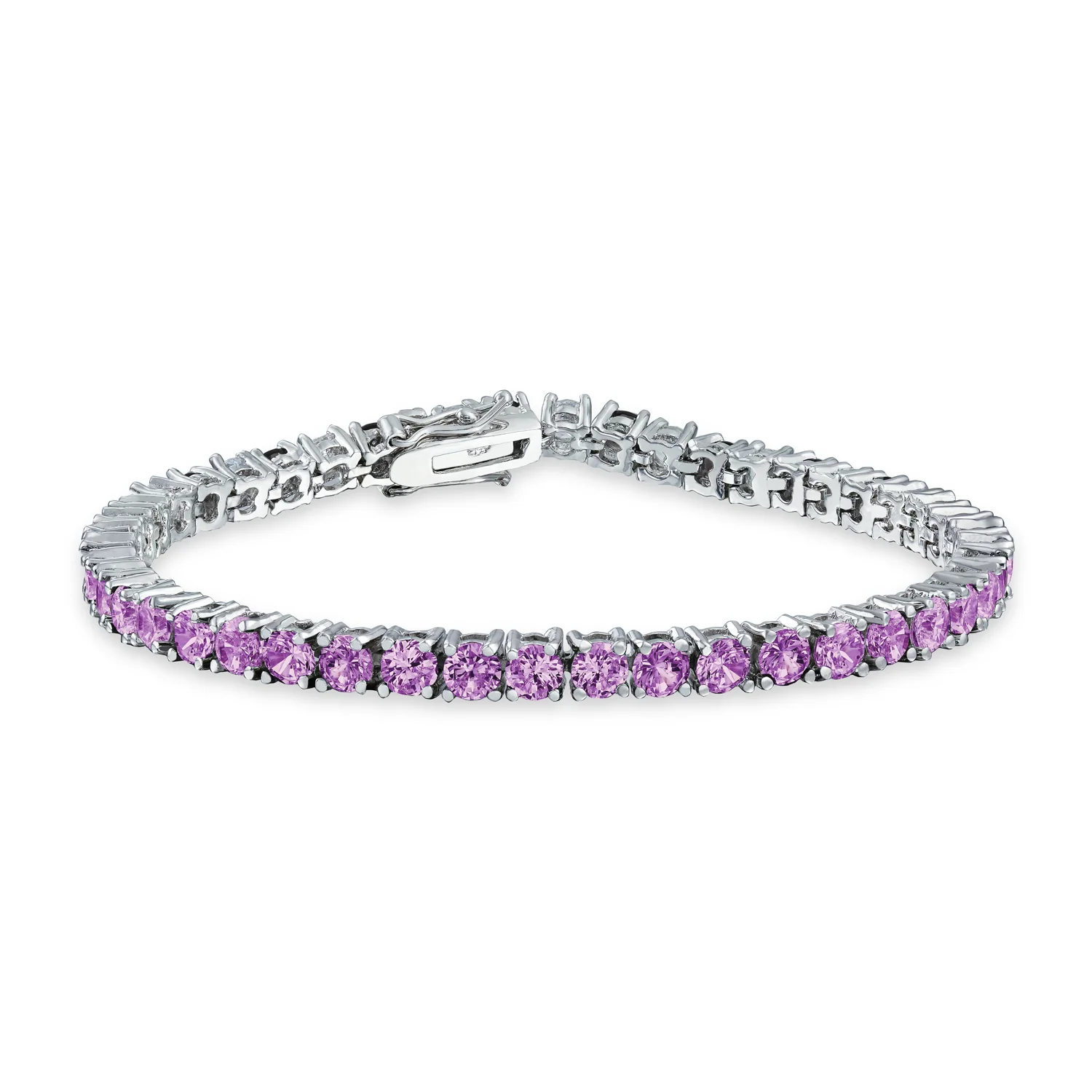 12 CTW Prong Set Cubic Zirconia CZ Colorful Multi Color Tennis Bracelet 7.5 Inch Silver Plated - Image 3