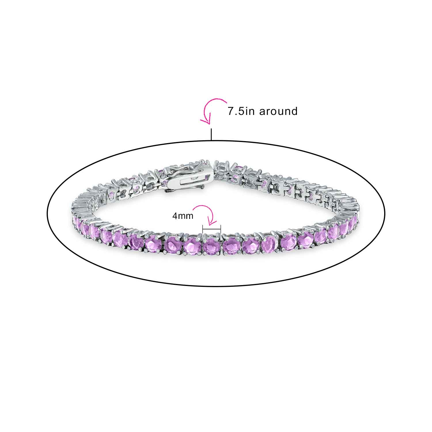 12 CTW Prong Set Cubic Zirconia CZ Colorful Multi Color Tennis Bracelet 7.5 Inch Silver Plated - Image 30