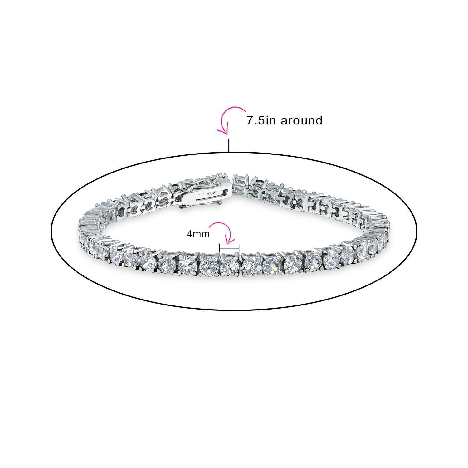 12 CTW Prong Set Cubic Zirconia CZ Colorful Multi Color Tennis Bracelet 7.5 Inch Silver Plated - Image 32