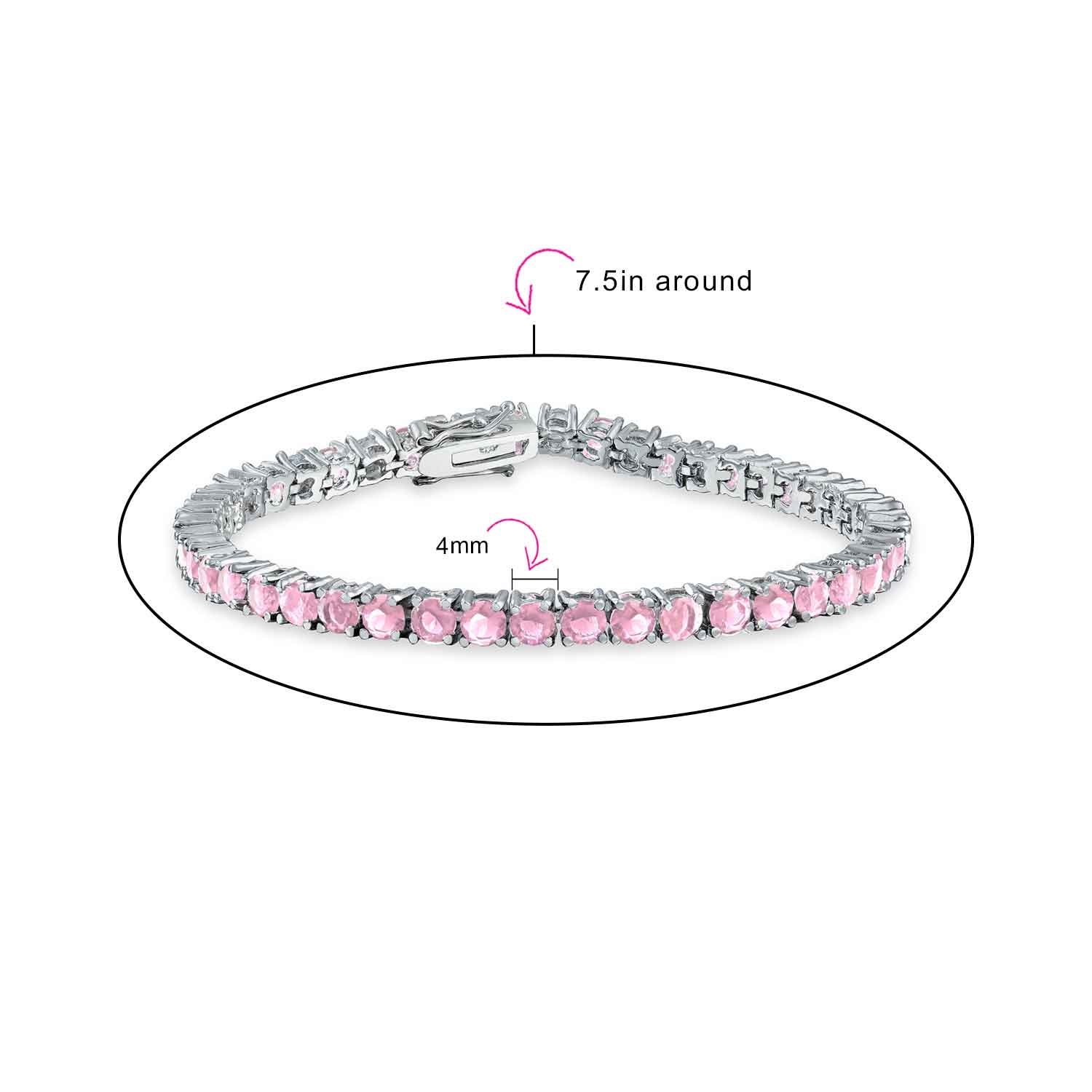 12 CTW Prong Set Cubic Zirconia CZ Colorful Multi Color Tennis Bracelet 7.5 Inch Silver Plated - Image 34