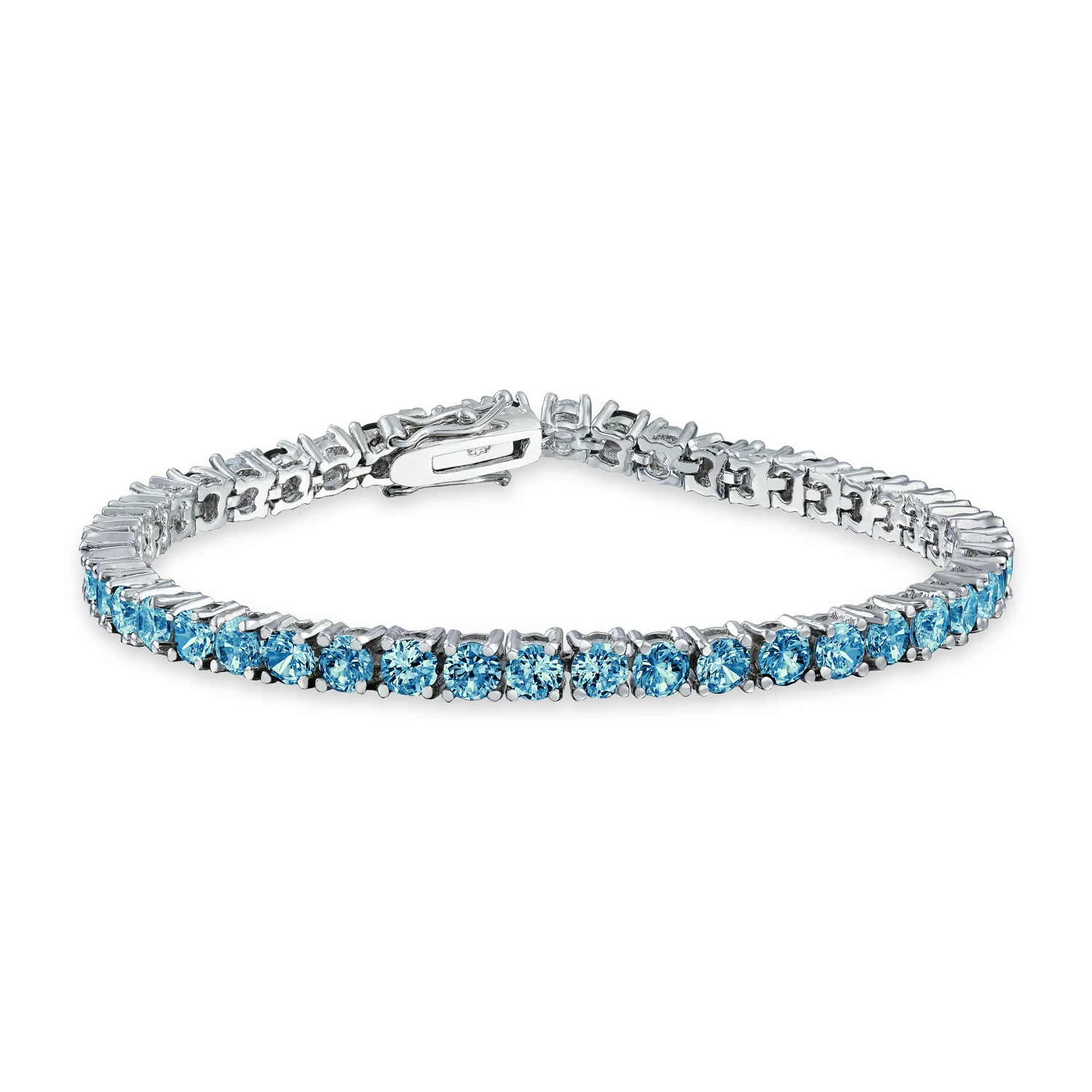 12 CTW Prong Set Cubic Zirconia CZ Colorful Multi Color Tennis Bracelet 7.5 Inch Silver Plated - Image 4