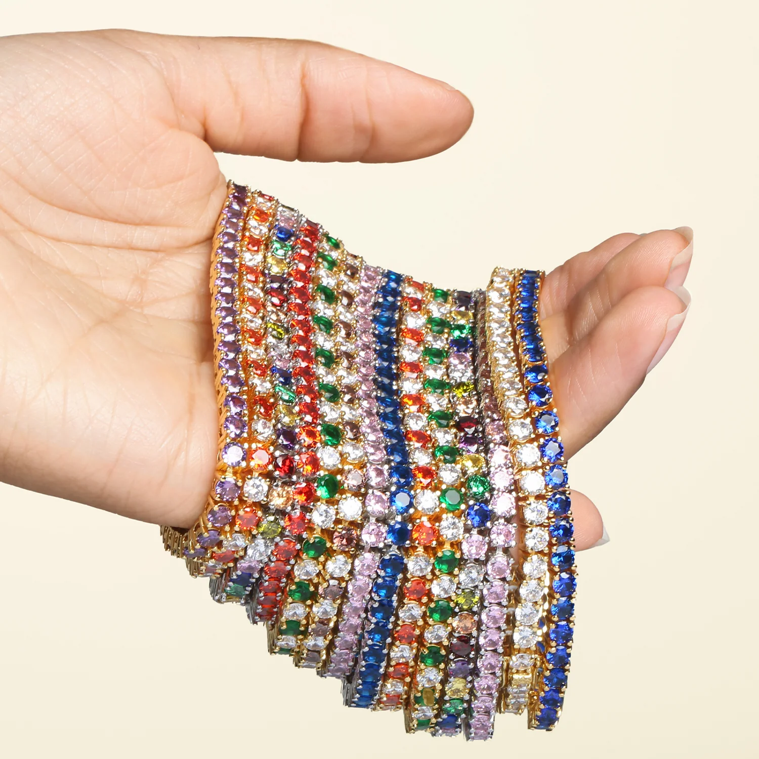 12 CTW Prong Set Cubic Zirconia CZ Colorful Multi Color Tennis Bracelet 7.5 Inch Silver Plated - Image 41