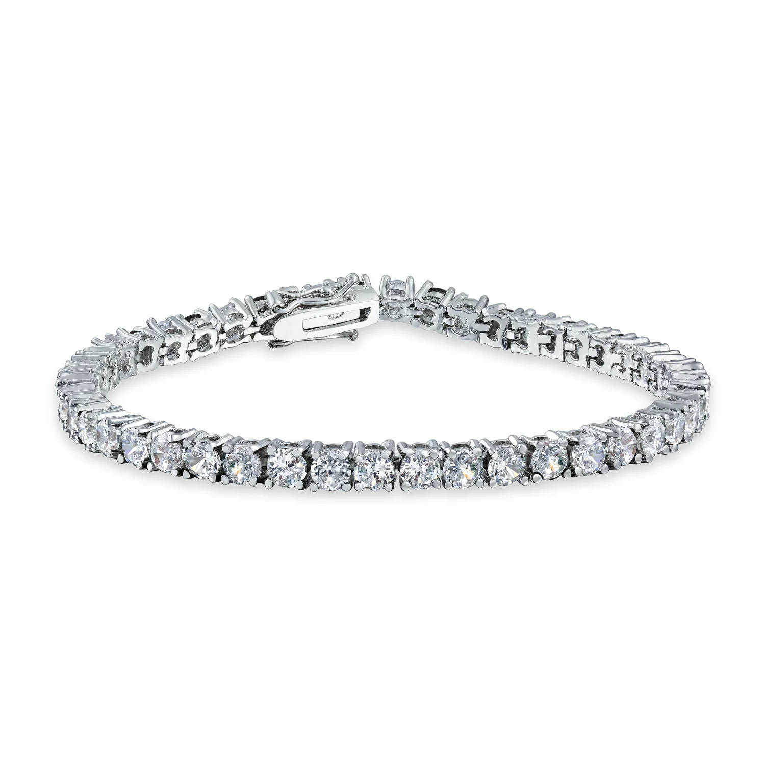 12 CTW Prong Set Cubic Zirconia CZ Colorful Multi Color Tennis Bracelet 7.5 Inch Silver Plated - Image 5