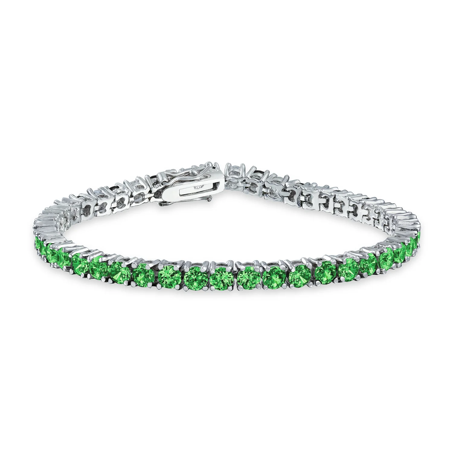 12 CTW Prong Set Cubic Zirconia CZ Colorful Multi Color Tennis Bracelet 7.5 Inch Silver Plated - Image 6