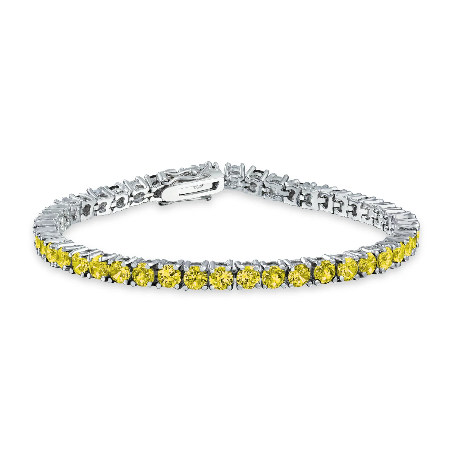 12 CTW Prong Set Cubic Zirconia CZ Colorful Multi Color Tennis Bracelet 7.5 Inch Silver Plated - Image 9