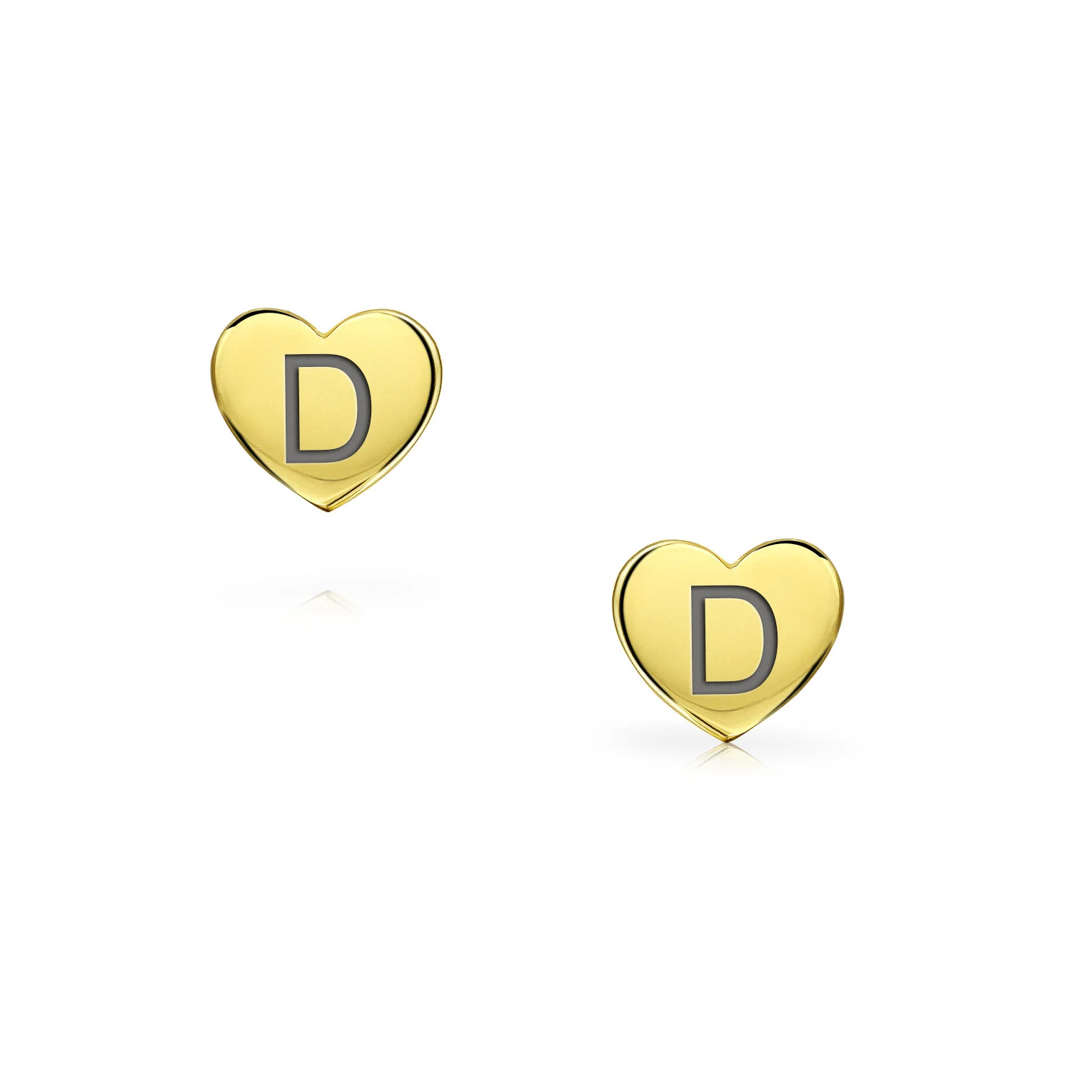 Initial A-Z Real 14K Gold Mini Solid Heart Stud Earrings - Image 32