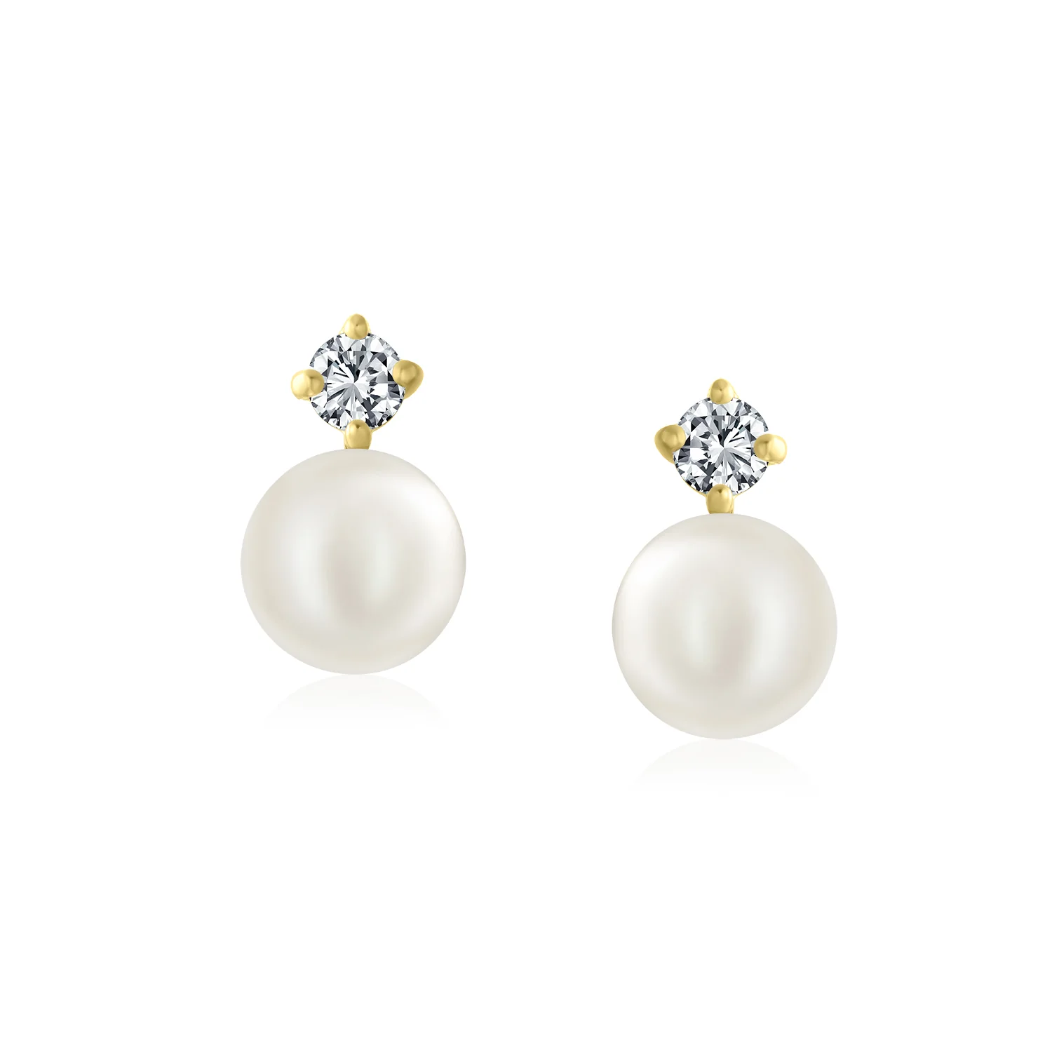 14K Gold Pearl Stud Earrings with Secure Screw Back - Image 2