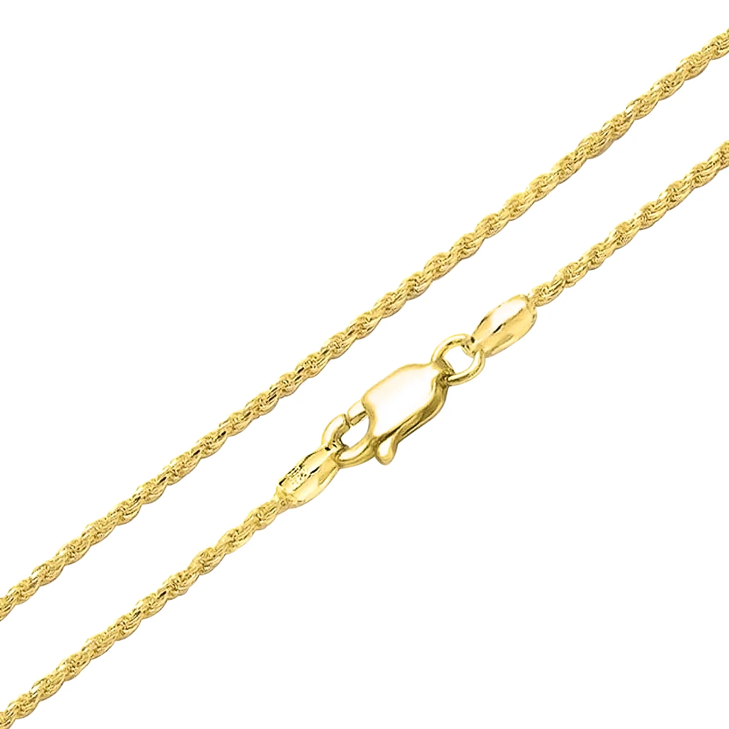 Strong 2MM Gold Plated .925 Sterling Silver Rope Cable Chain Necklace 20 Inch - Image 3