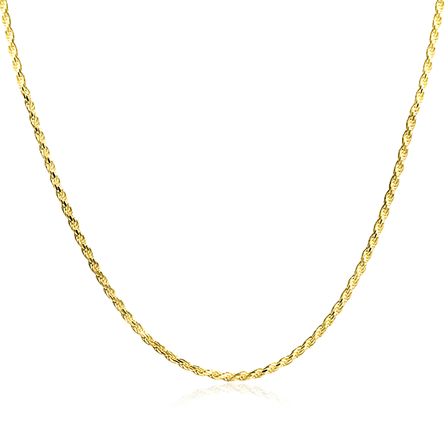 Strong 2MM Gold Plated .925 Sterling Silver Rope Cable Chain Necklace 20 Inch - Image 7