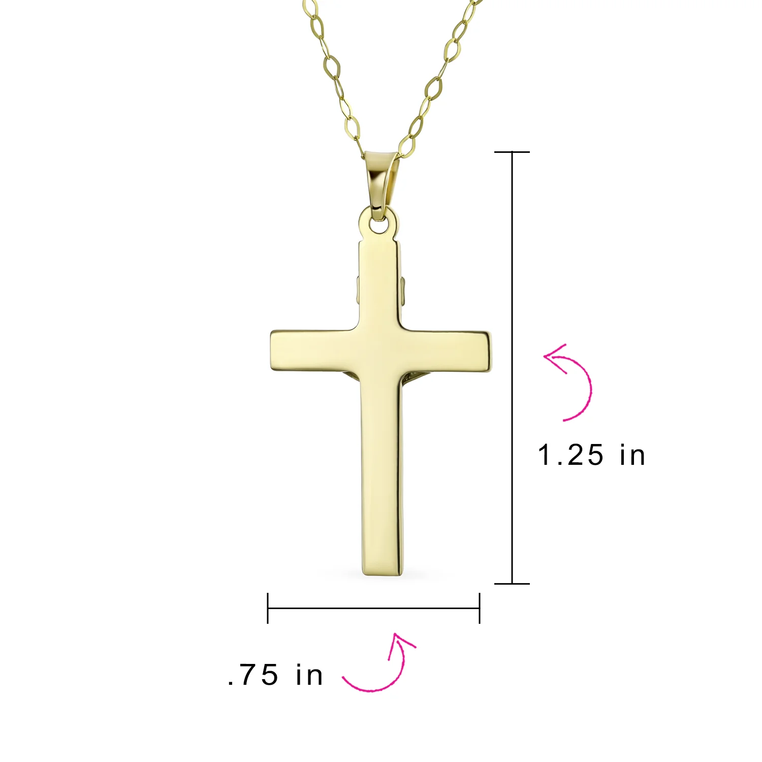 14K Yellow Gold Religious Jesus Inri Crucifix Cross Pendant Necklace - Image 4