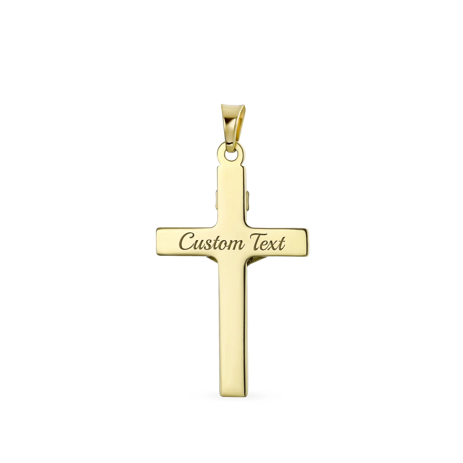 14K Yellow Gold Religious Jesus Inri Crucifix Cross Pendant Necklace - Image 5