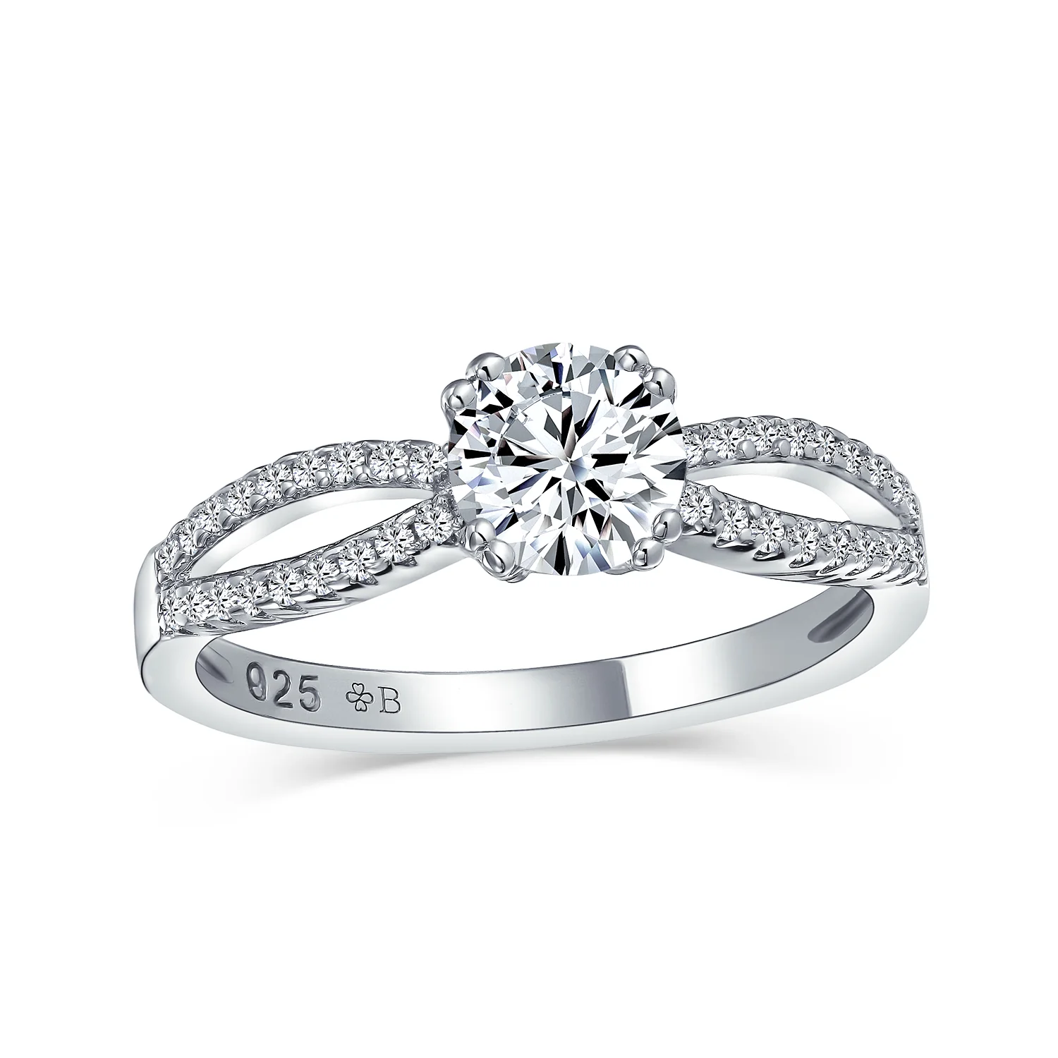 1CT Round Brilliant Cut CZ Engagement Ring Infinity Band