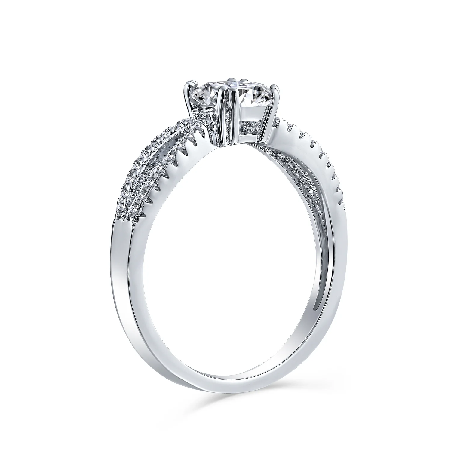 1CT Round Brilliant Cut CZ Engagement Ring Infinity Band - Image 2