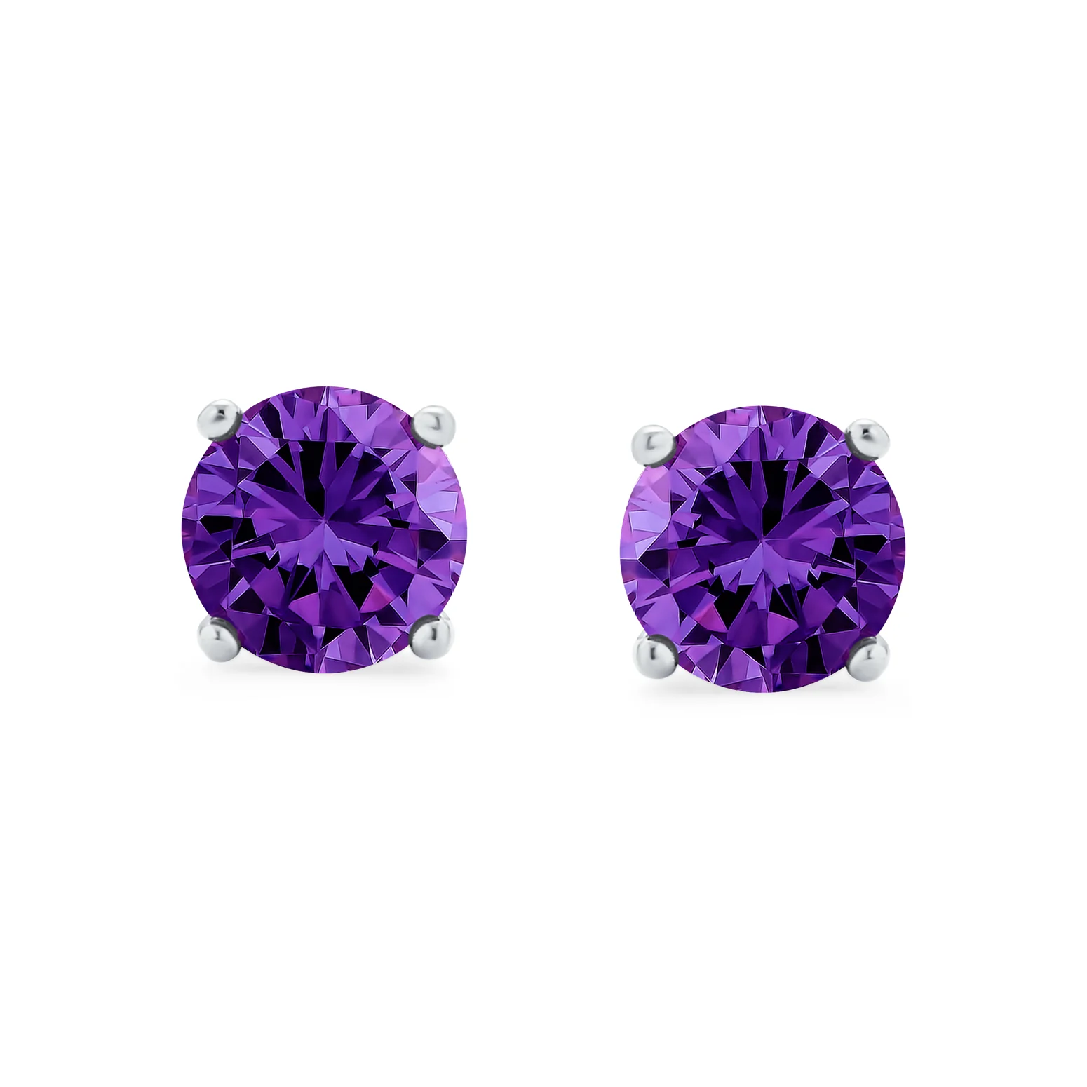 1Ct Round CZ Stud Earrings Sterling Silver 7MM Birth Month - Image 17