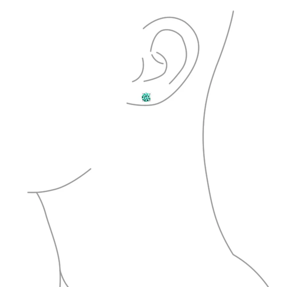 1Ct Round CZ Stud Earrings Sterling Silver 7MM Birth Month - Image 23