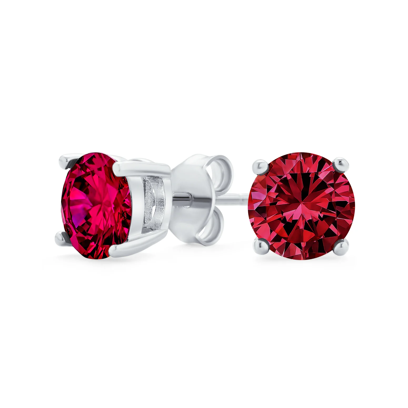 1Ct Round CZ Stud Earrings Sterling Silver 7MM Birth Month - Image 4