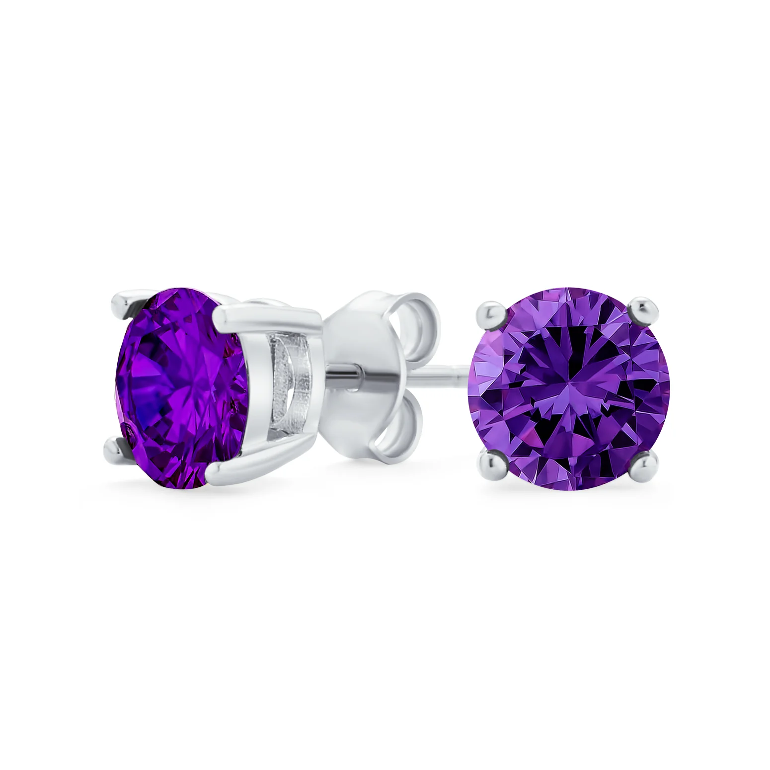 1Ct Round CZ Stud Earrings Sterling Silver 7MM Birth Month - Image 7