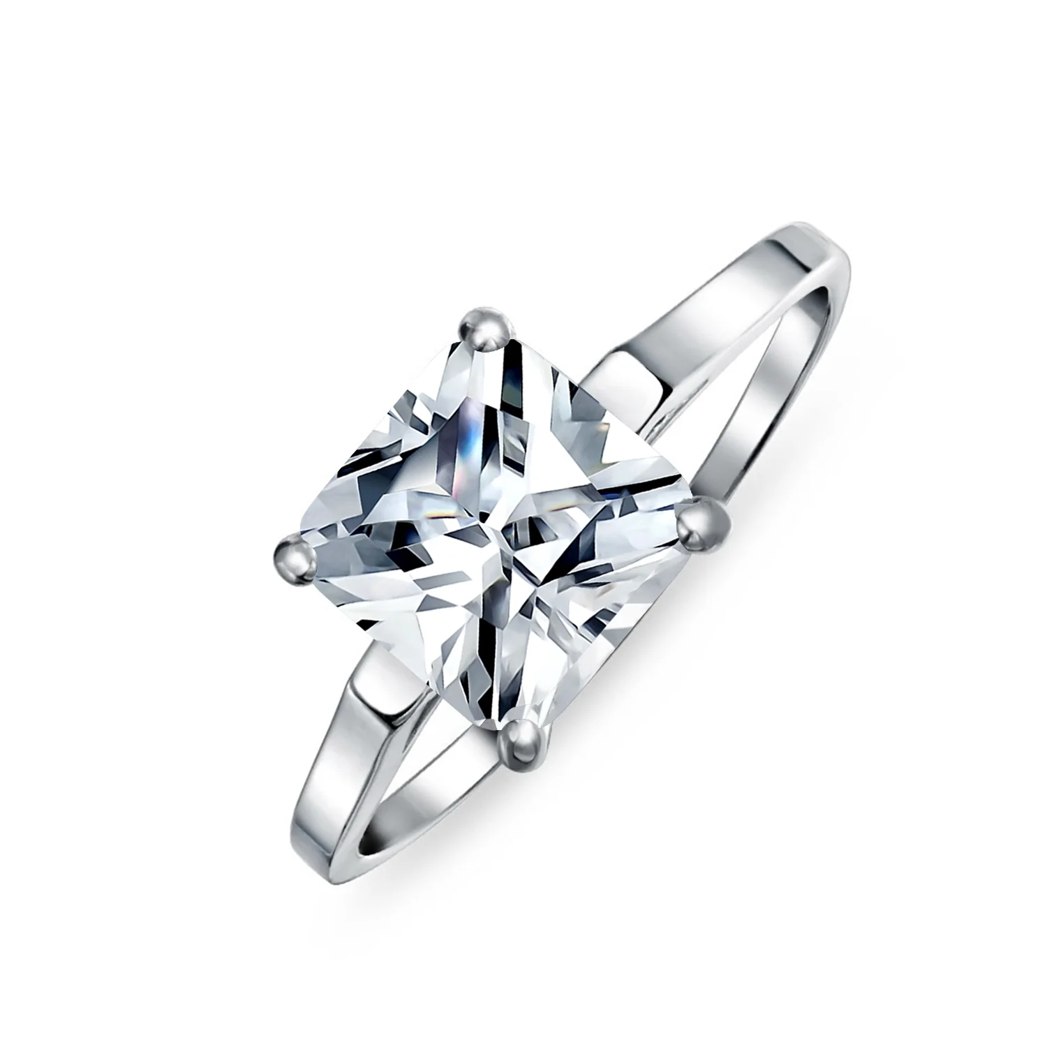 2.5CT Princess Cut AA CZ Solitaire Engagement Ring 925 Sterling Silver