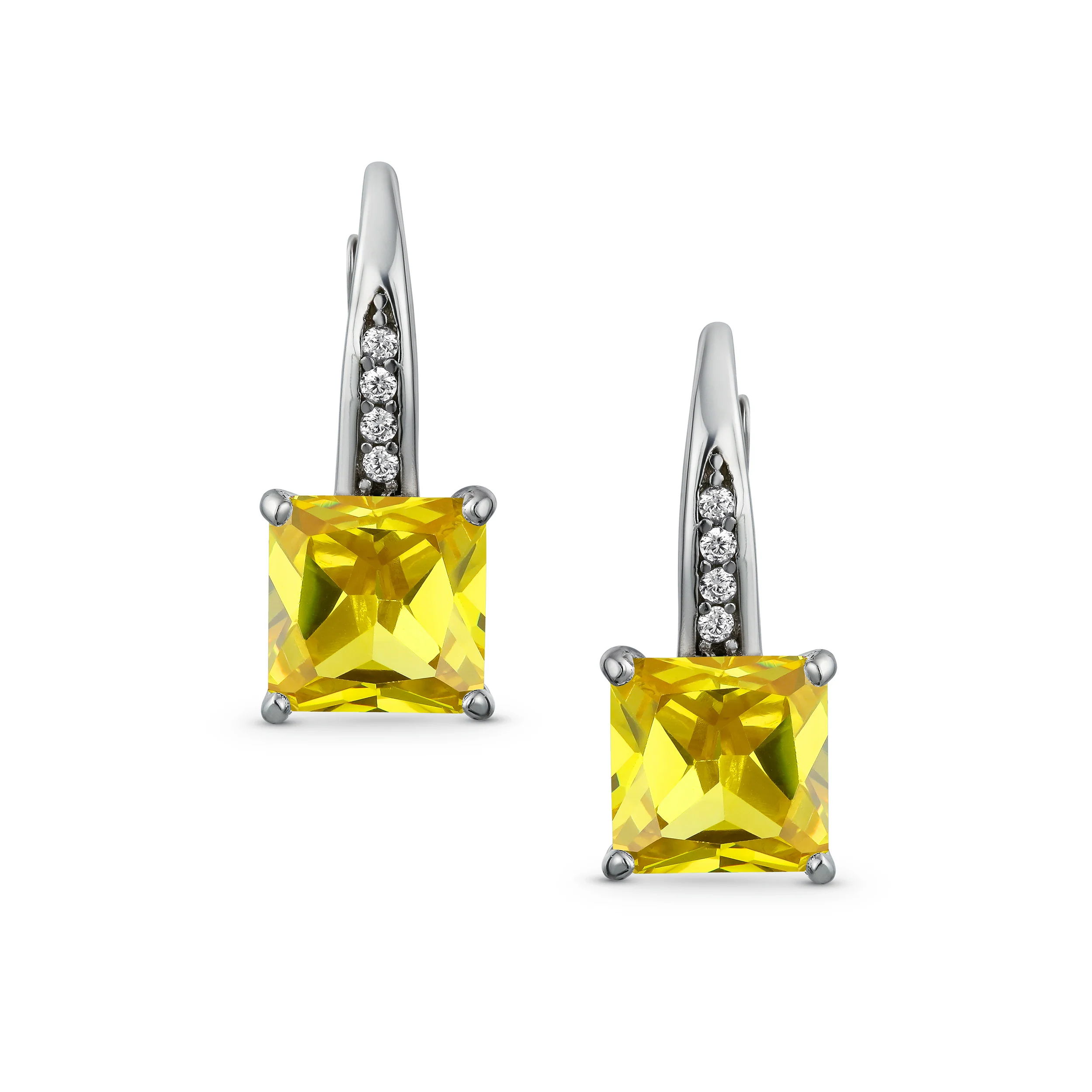 2CT Imitation Pink Tourmaline Solitaire Square CZ Drop Earrings Silver - Image 6