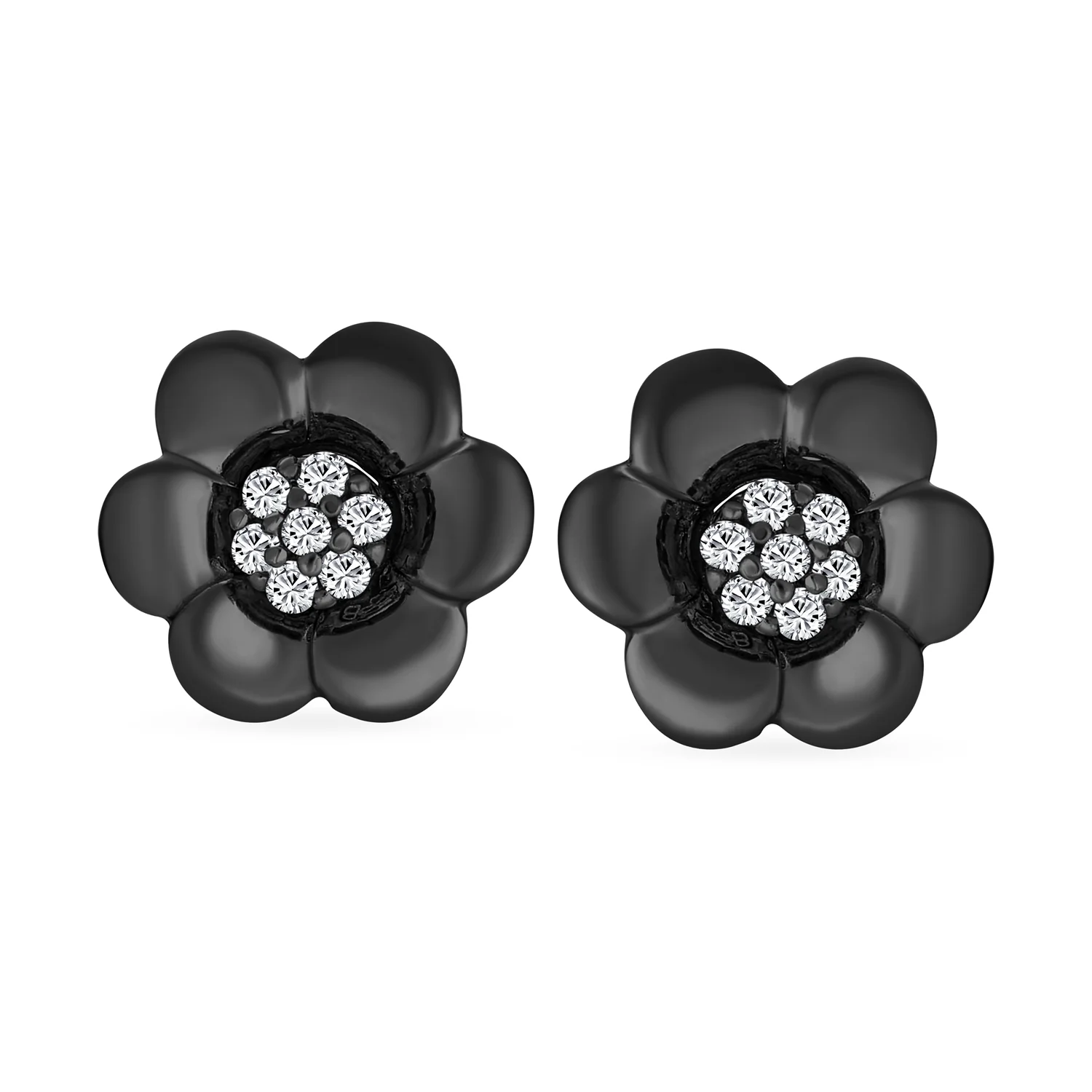 2 In 1 Earrings Jacket CZ Stud Petal Flower Rose Gold Silver - Image 4