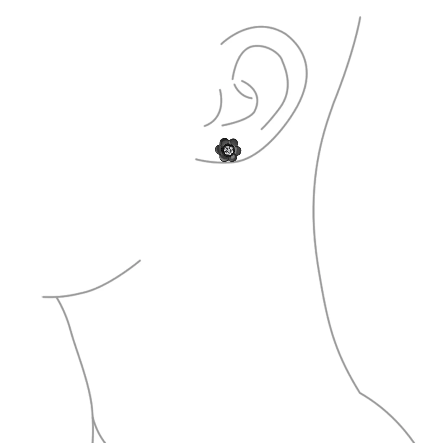 2 In 1 Earrings Jacket CZ Stud Petal Flower Rose Gold Silver - Image 5