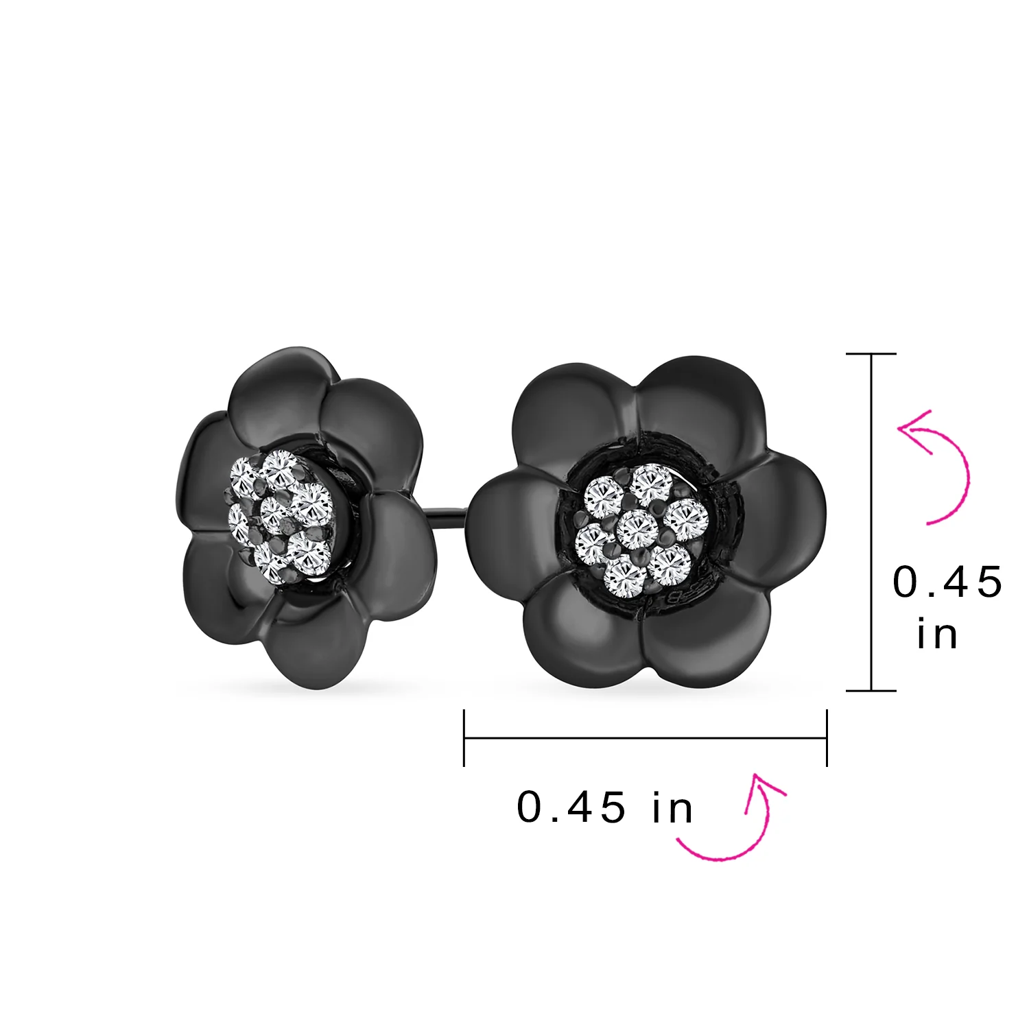 2 In 1 Earrings Jacket CZ Stud Petal Flower Rose Gold Silver - Image 6