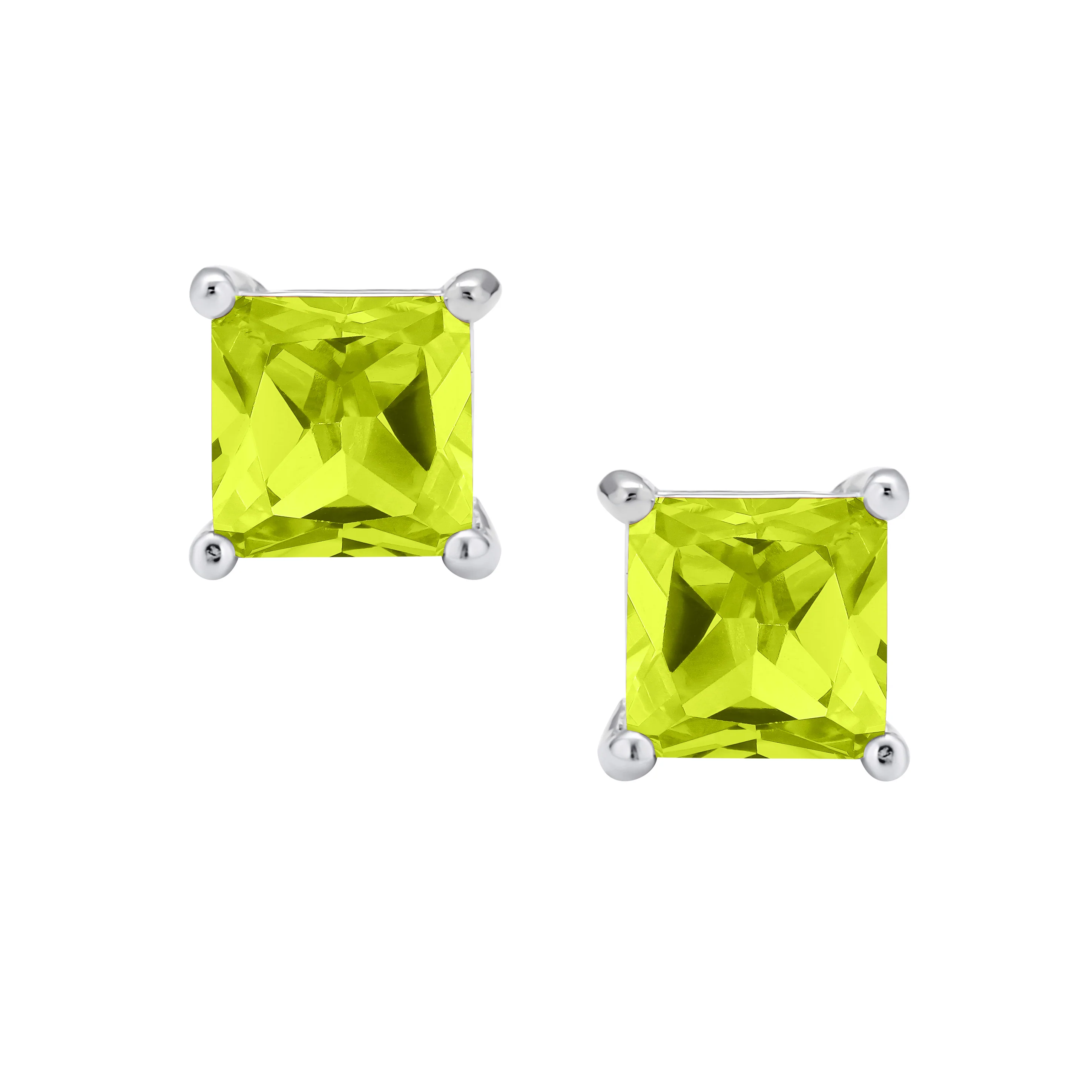 2CT Princess Cut CZ Stud Earrings in Sterling Silver 7MM - Image 16