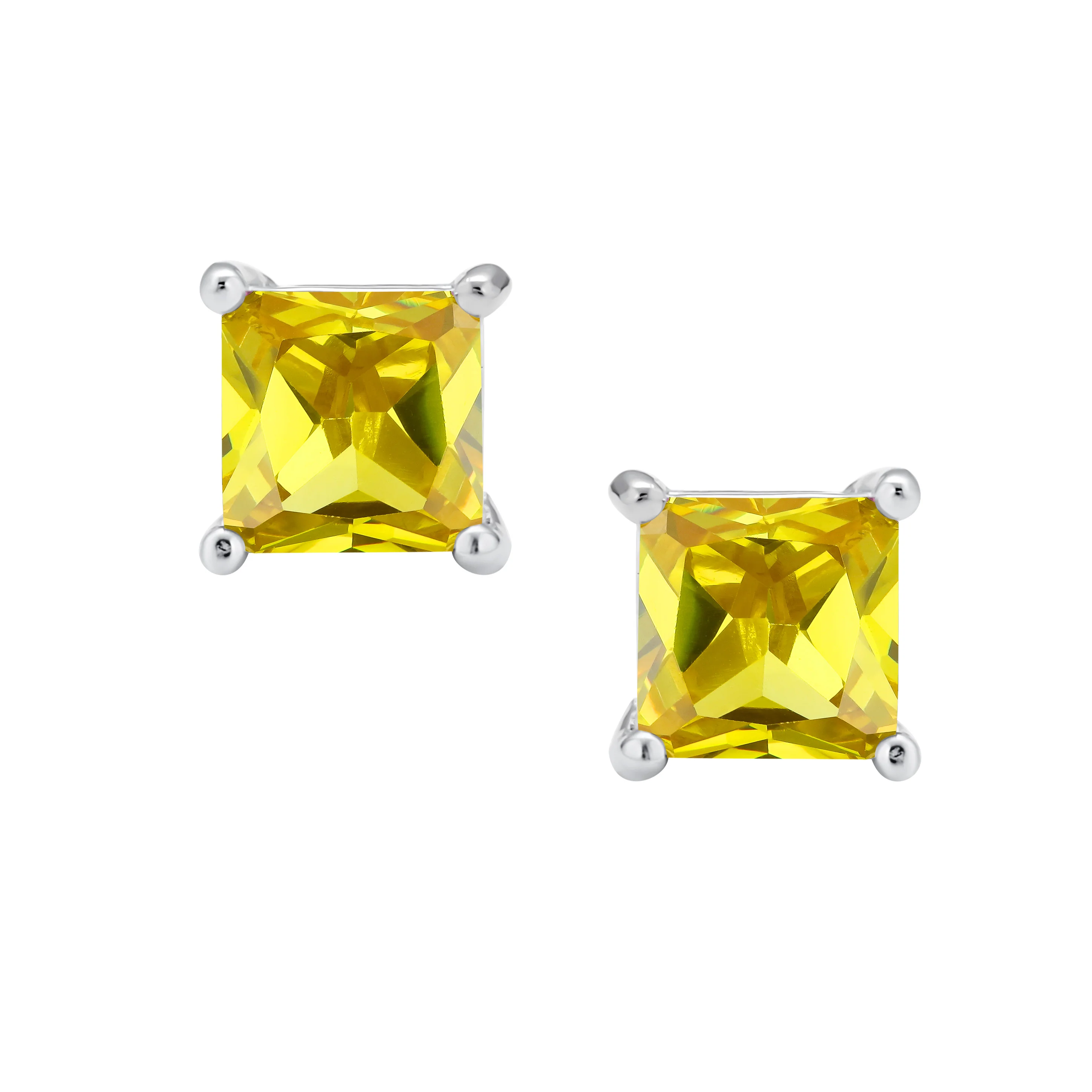 2CT Princess Cut CZ Stud Earrings in Sterling Silver 7MM - Image 17