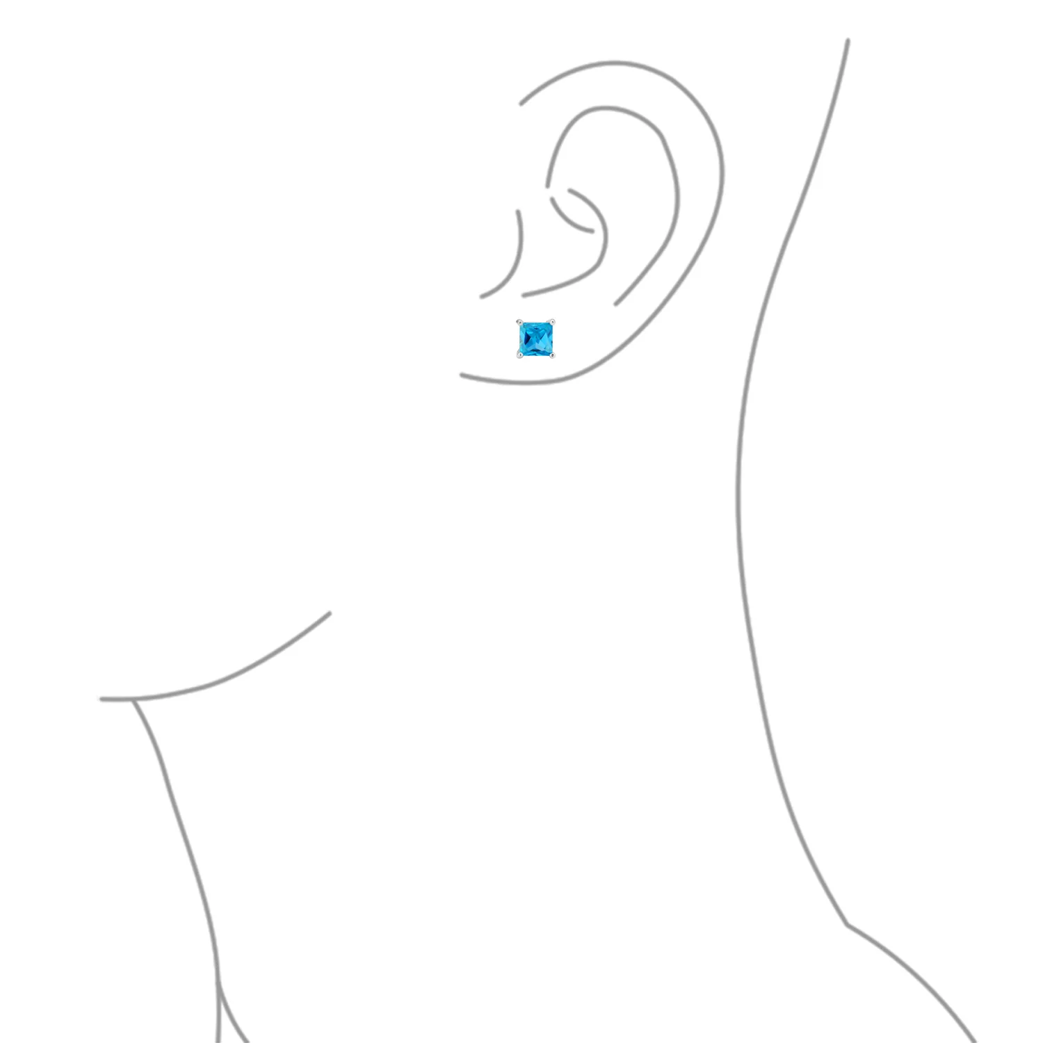 2CT Princess Cut CZ Stud Earrings in Sterling Silver 7MM - Image 32
