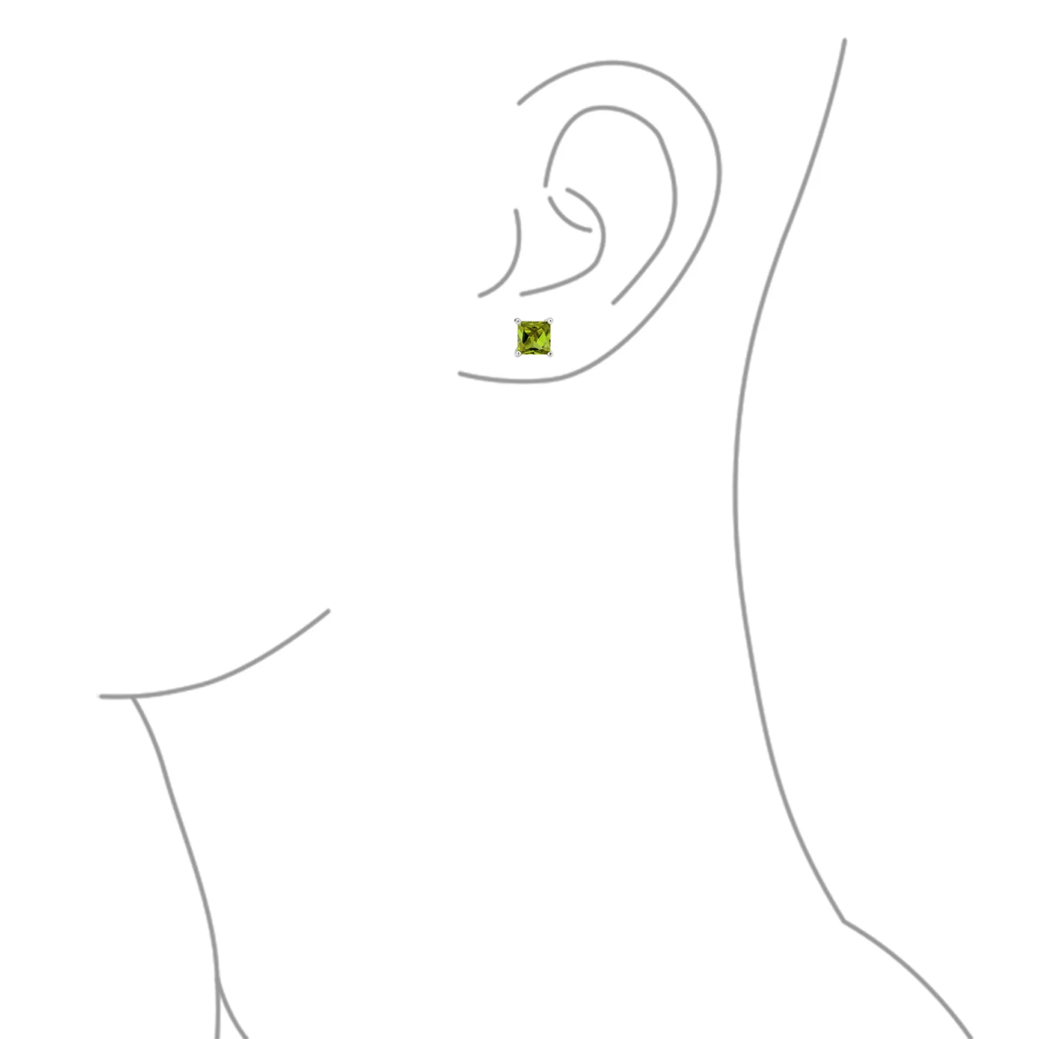2CT Princess Cut CZ Stud Earrings in Sterling Silver 7MM - Image 39