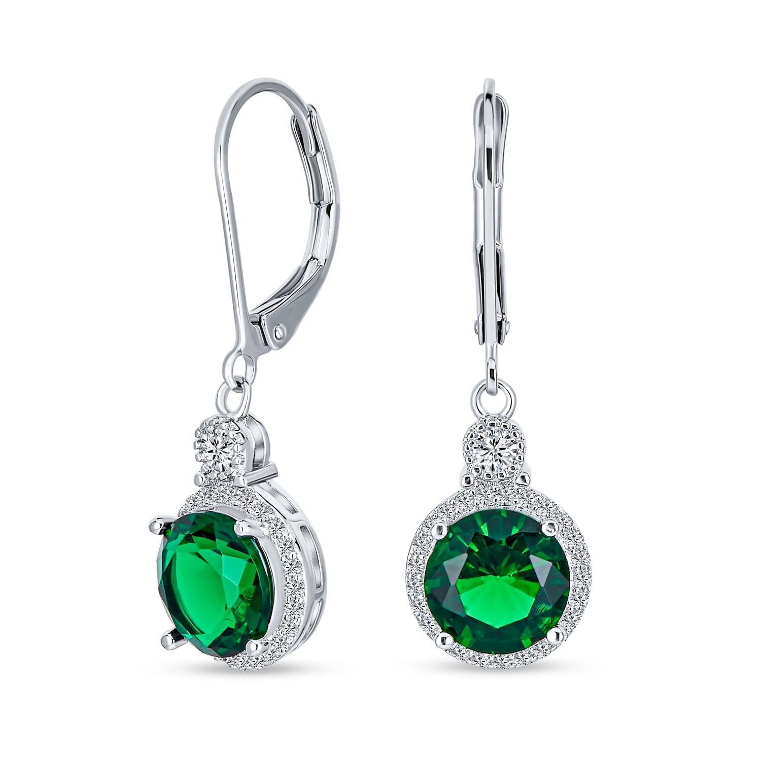 3.5CT Silver Plated Dangle Chandelier Earrings with CZ Halo - Image 3