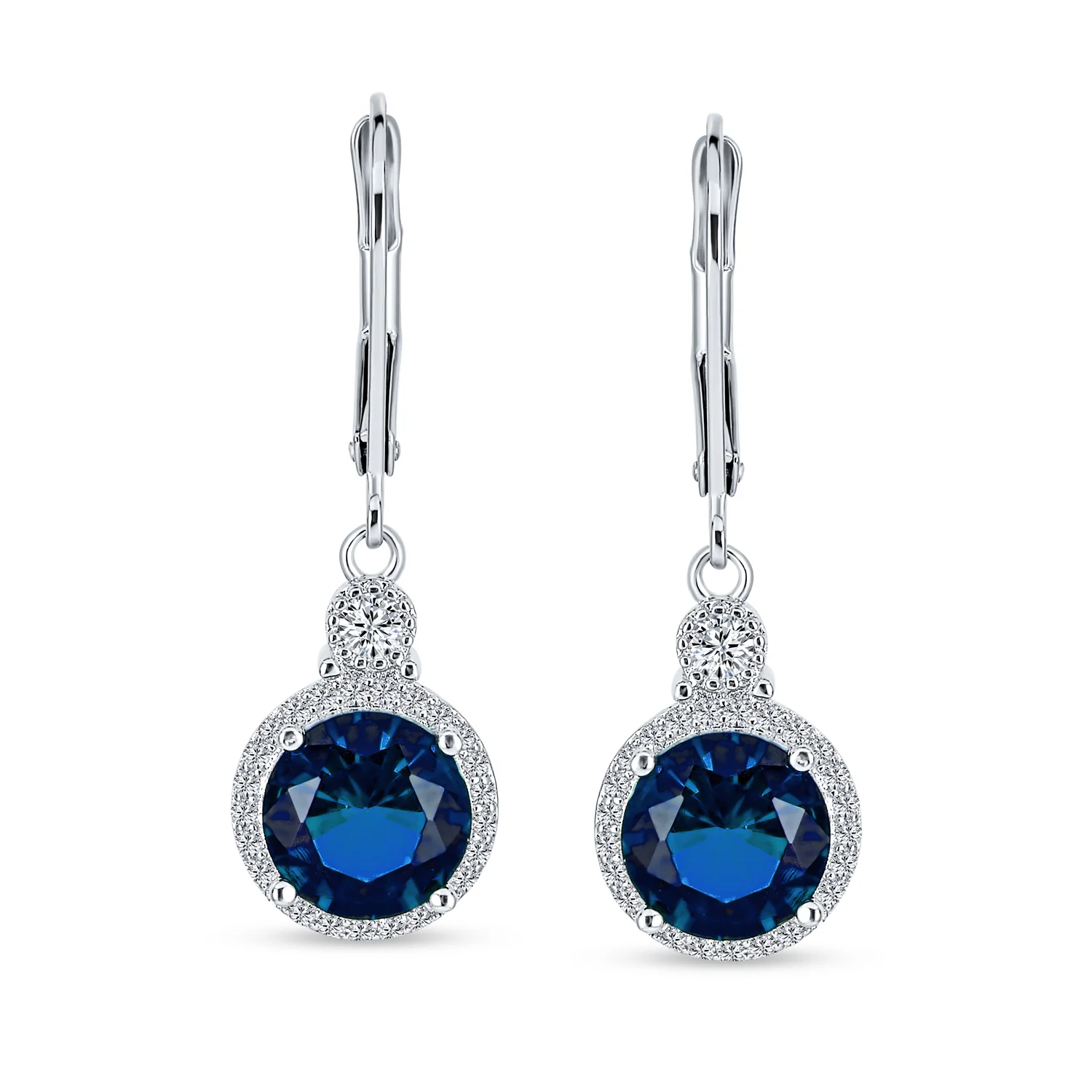 3.5CT Silver Plated Dangle Chandelier Earrings with CZ Halo - Image 4