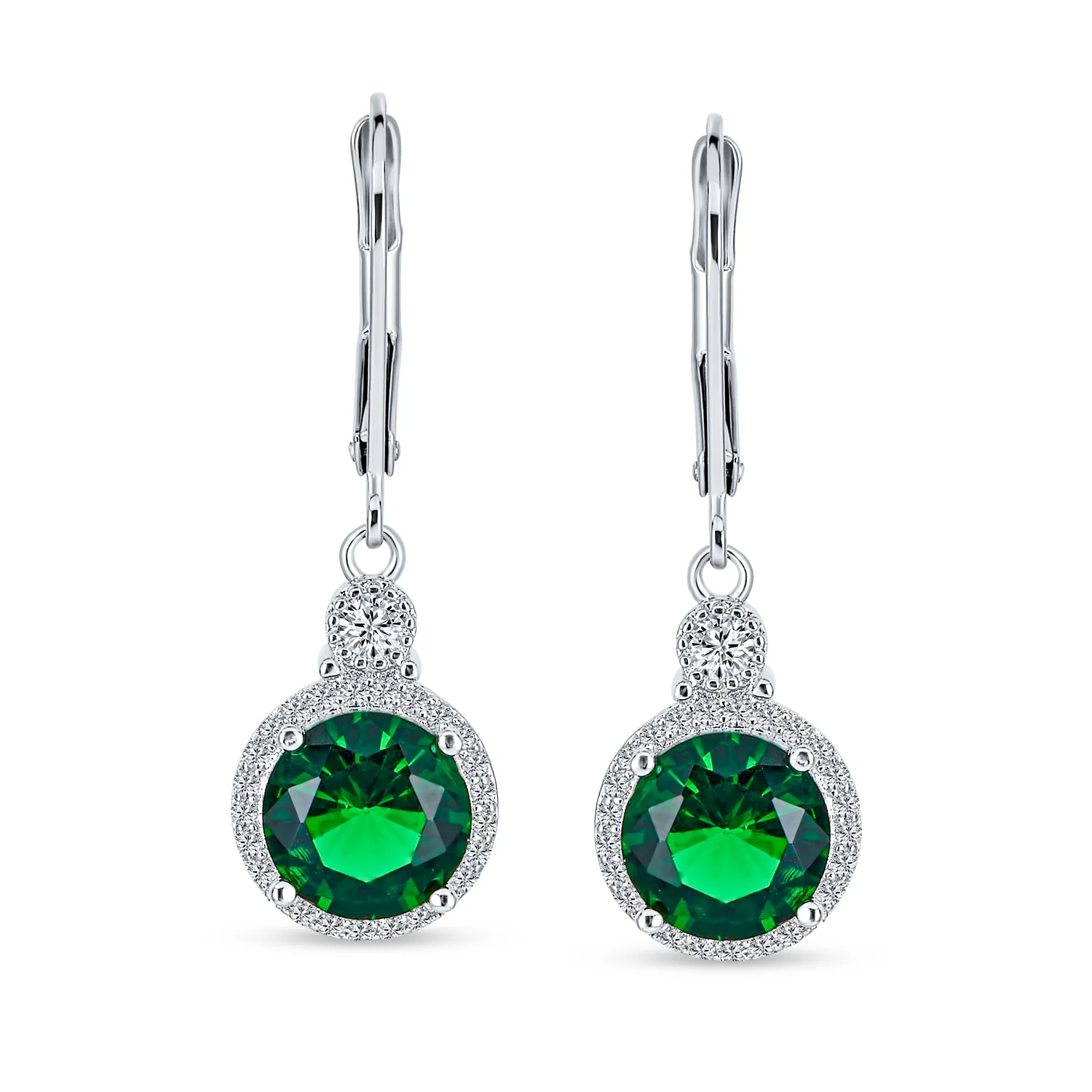 3.5CT Silver Plated Dangle Chandelier Earrings with CZ Halo - Image 6