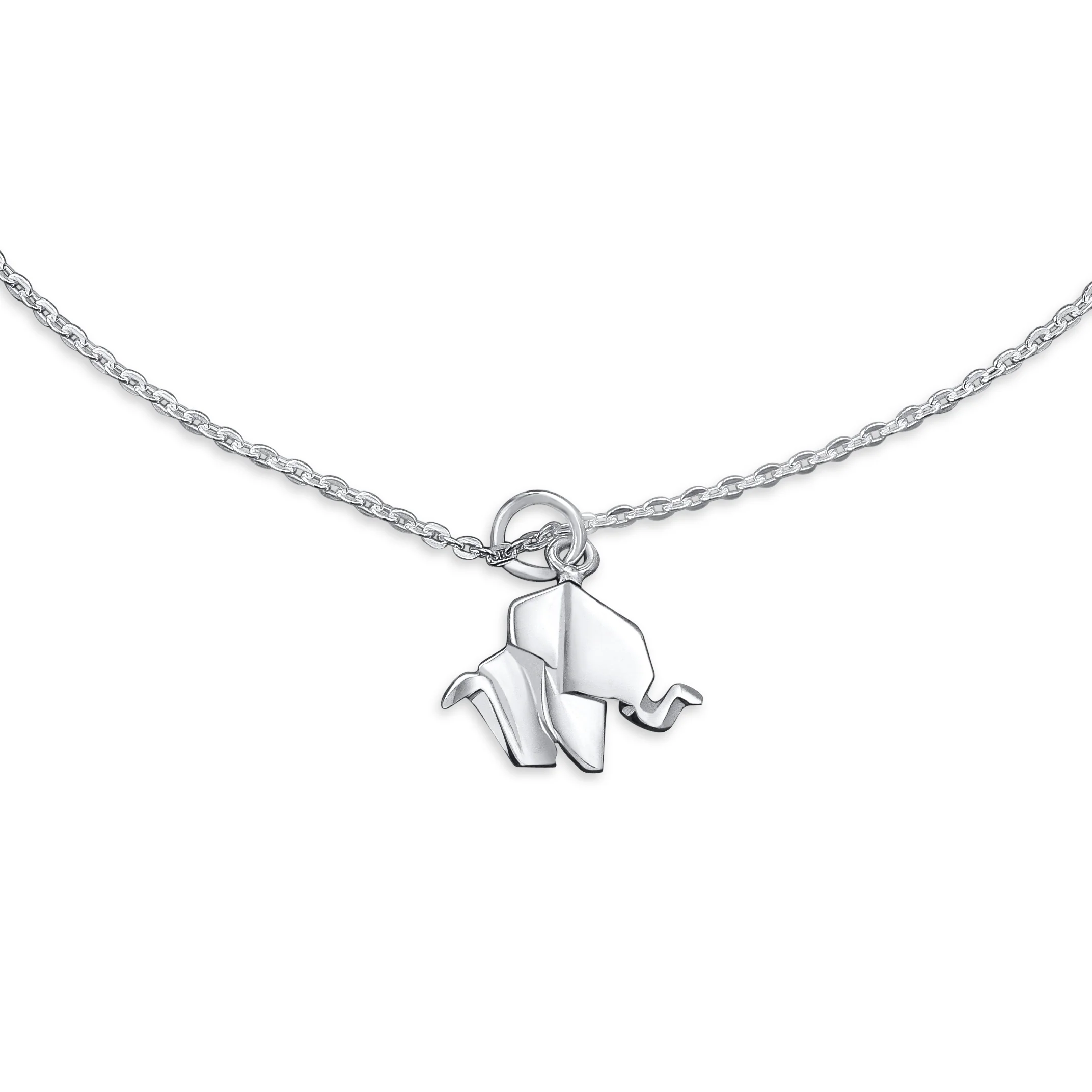 Lucky Origami Animal Anklet Zoo Elephant Charm Ankle Bracelet .925 Sterling Silver Adjustable - Image 2