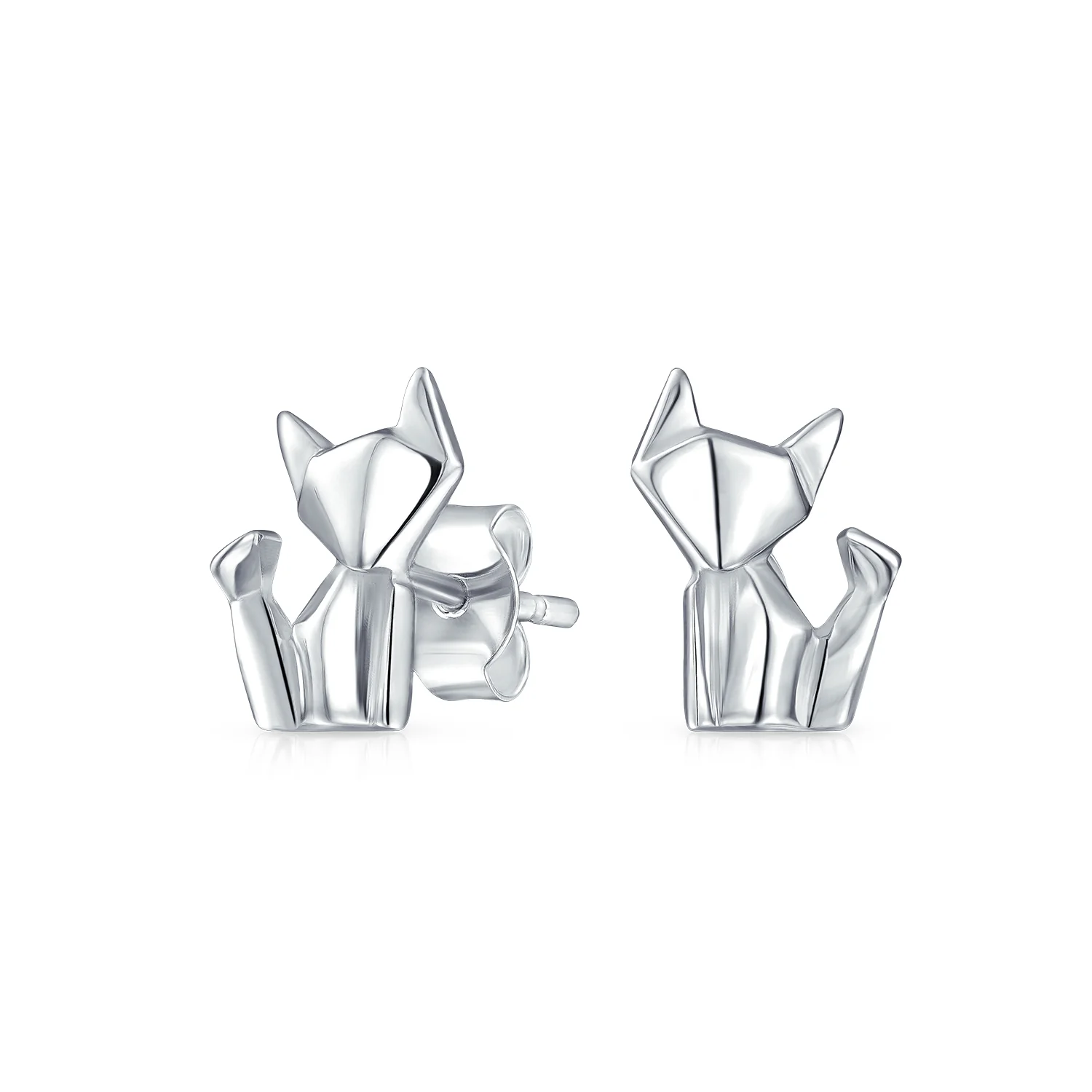 Geometric Origami Animal Jewelry Kitten Cat Pendant Necklace .925 Sterling Silver - Image 3