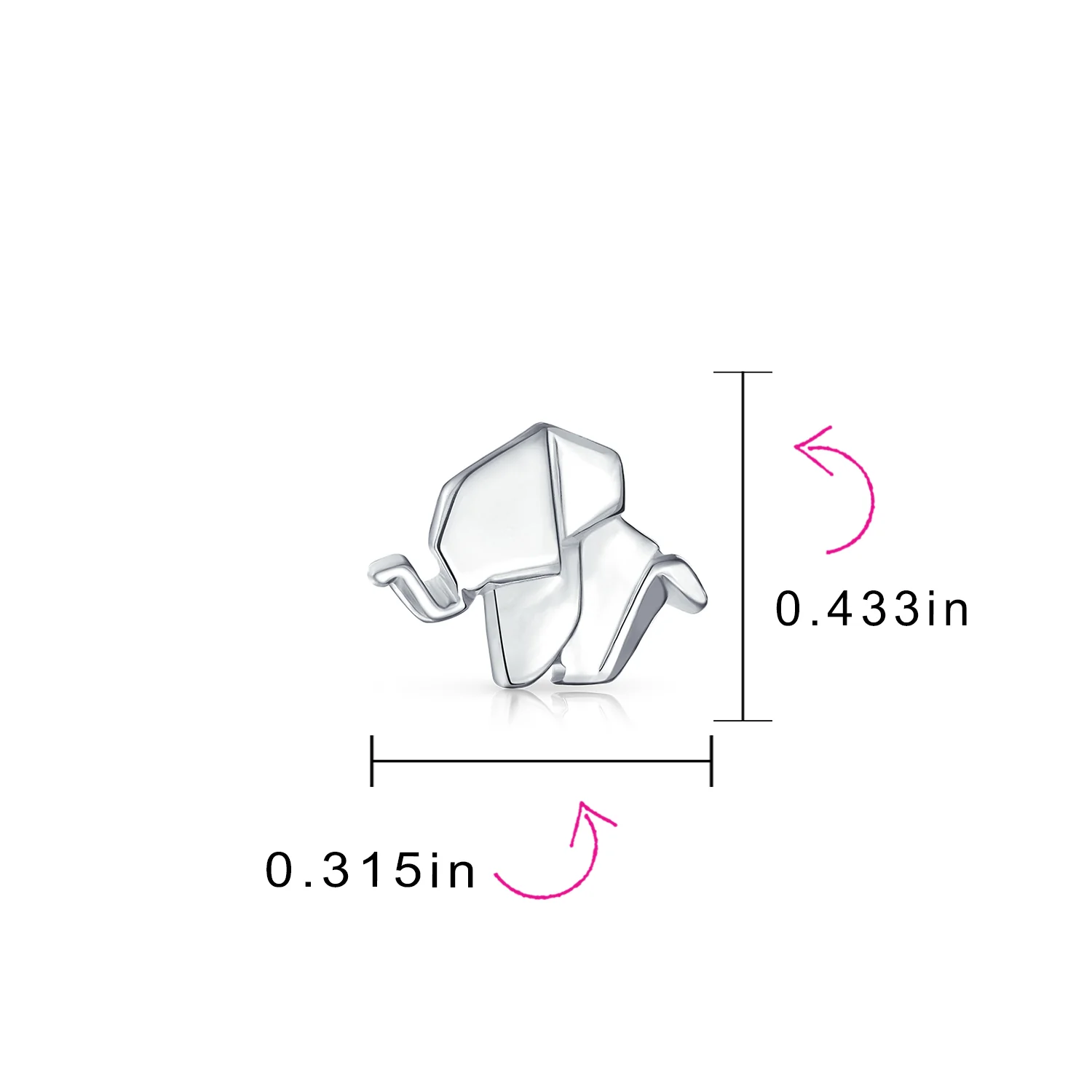 3D Origami Elephant Stud Earrings Sterling Silver Design - Image 4