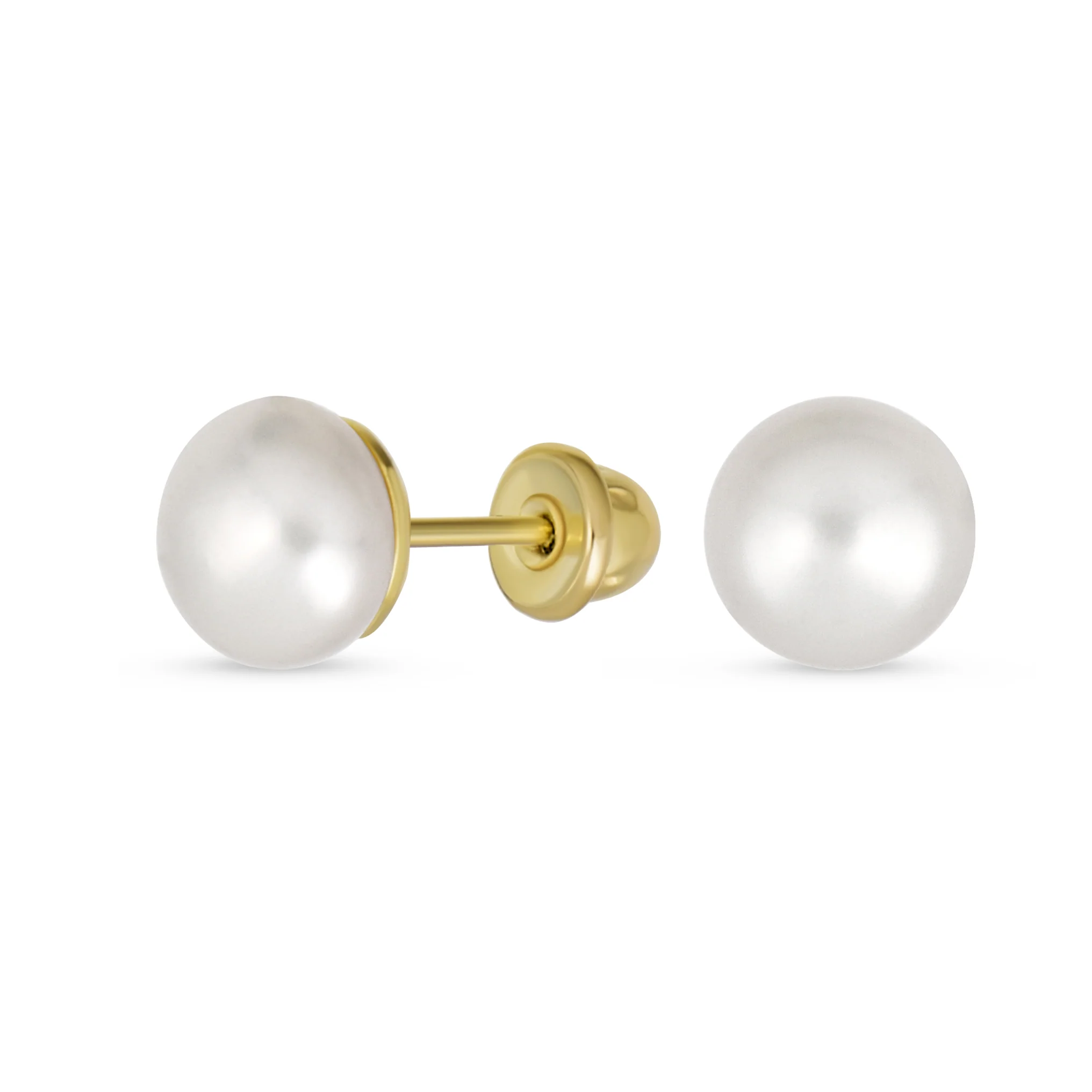 4-Row Freshwater Cultured Pearl Choker & 10K Gold Button Stud Earrings Set - Image 5