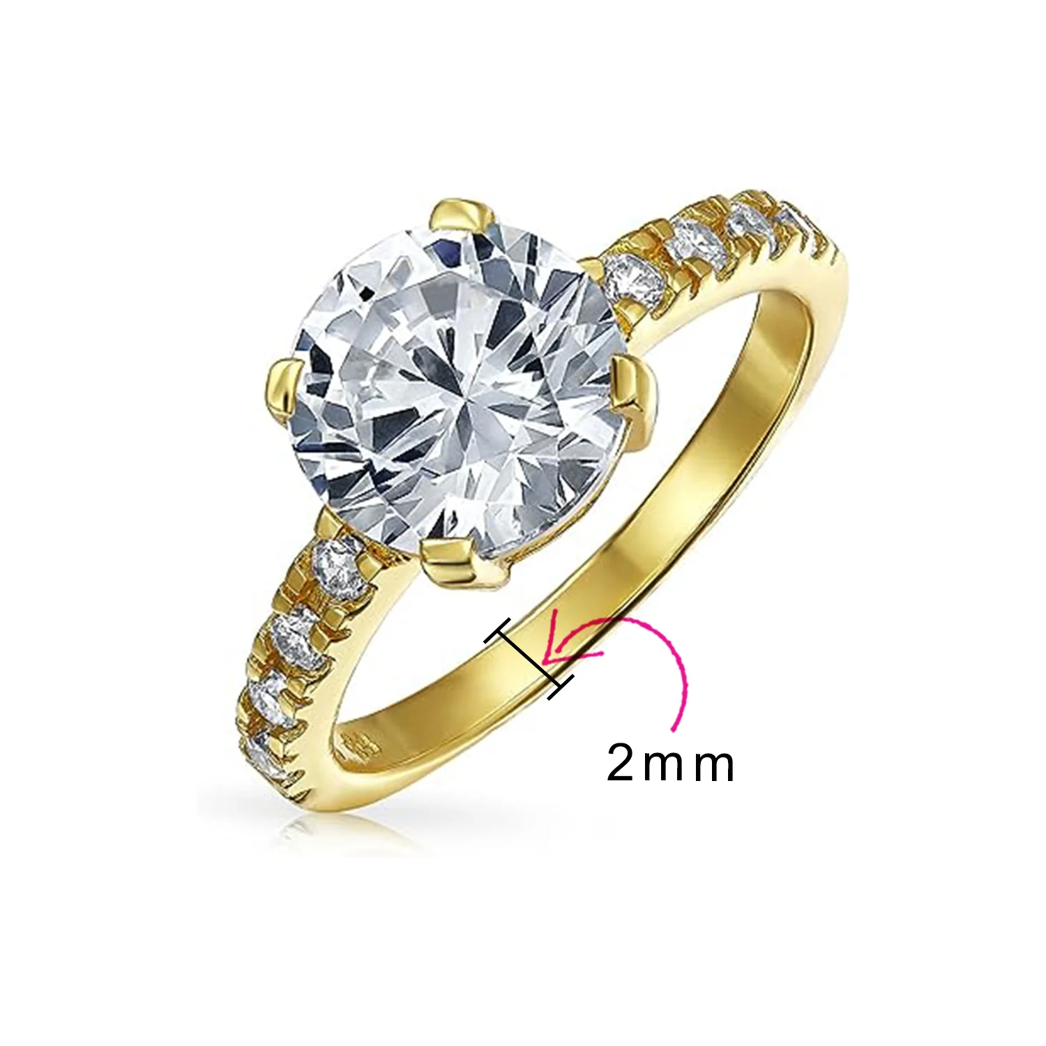 Classic 4CT CZ Round Solitaire Engagement Ring .925 Sterling Silver Cubic Zirconia Thin Pave Band - Image 14