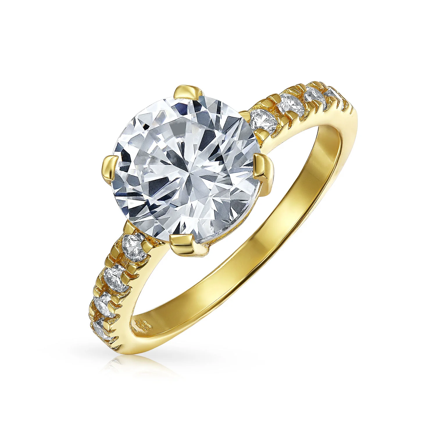 Classic 4CT CZ Round Solitaire Engagement Ring .925 Sterling Silver Cubic Zirconia Thin Pave Band - Image 8