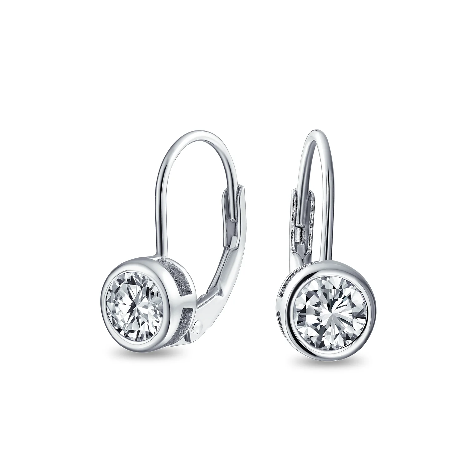 .50CT Solitaire Bezel Brilliant Cut CZ Drop Earrings