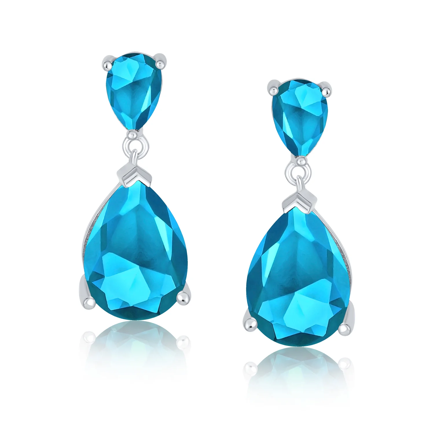 5CT Teardrop CZ Dangle Earrings Imitation Gemstone Silver - Image 4