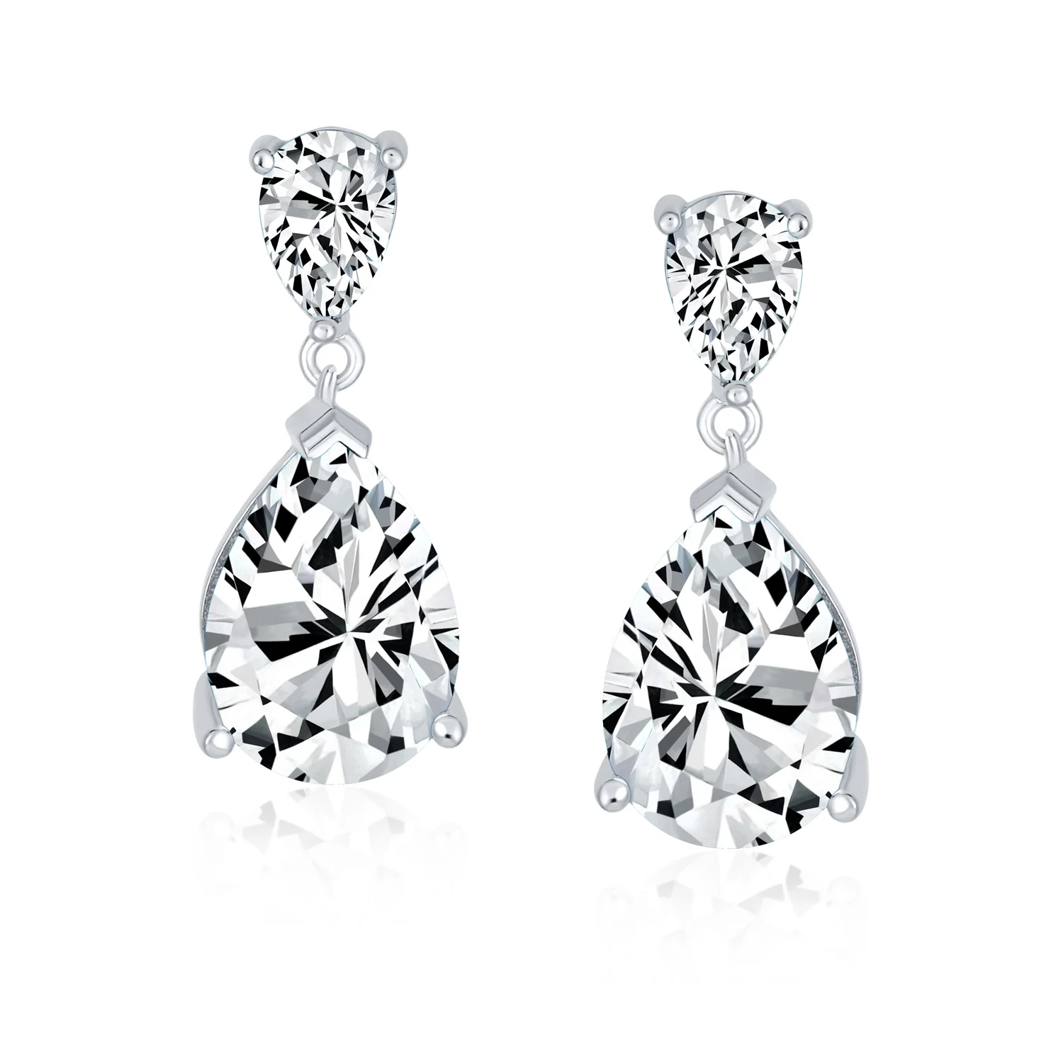 5CT Teardrop CZ Dangle Earrings Imitation Gemstone Silver - Image 6