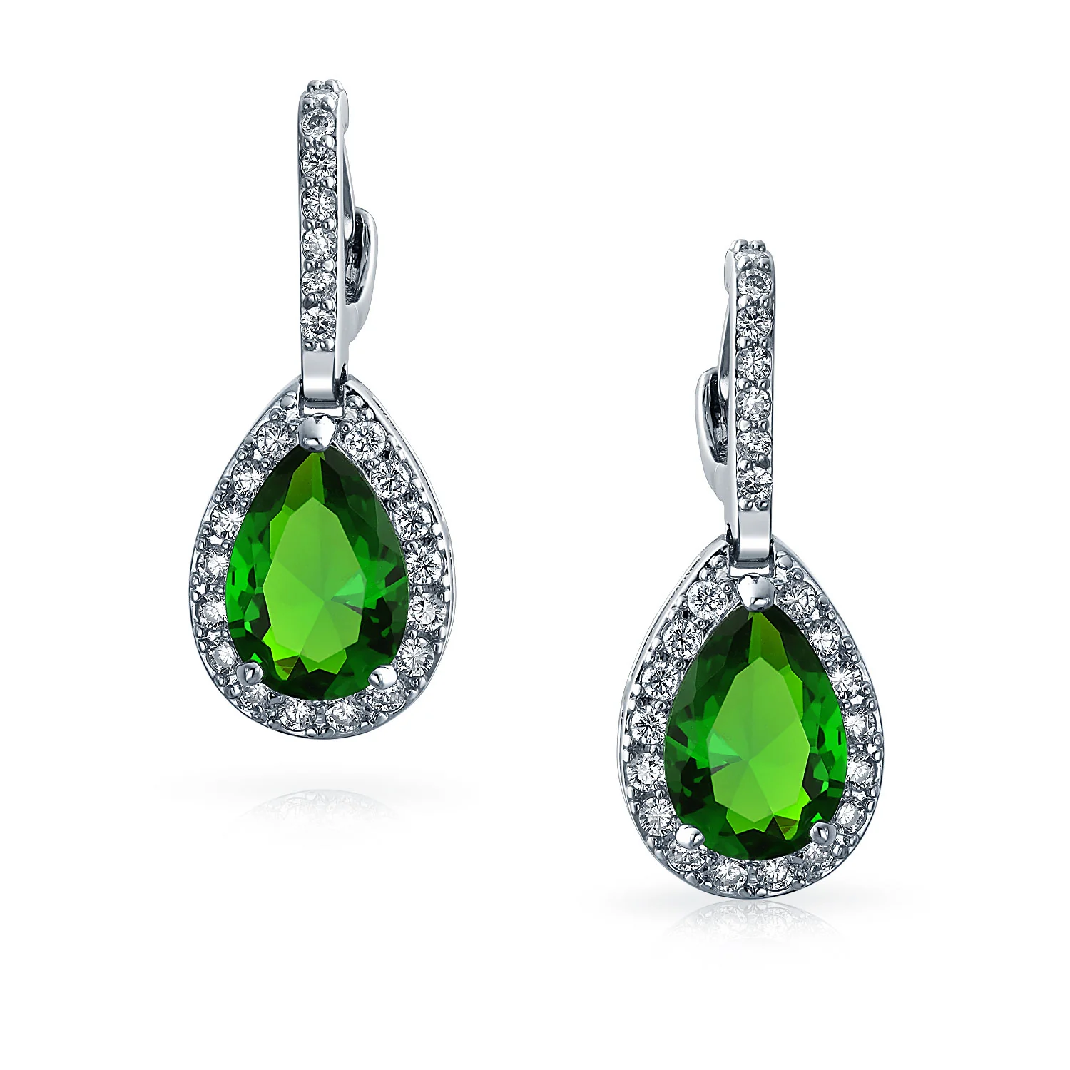 Classic 7CT Aqua Blue Cubic Zirconia CZ Large Teardrop Earrings Hinge Clip Closure - Image 16