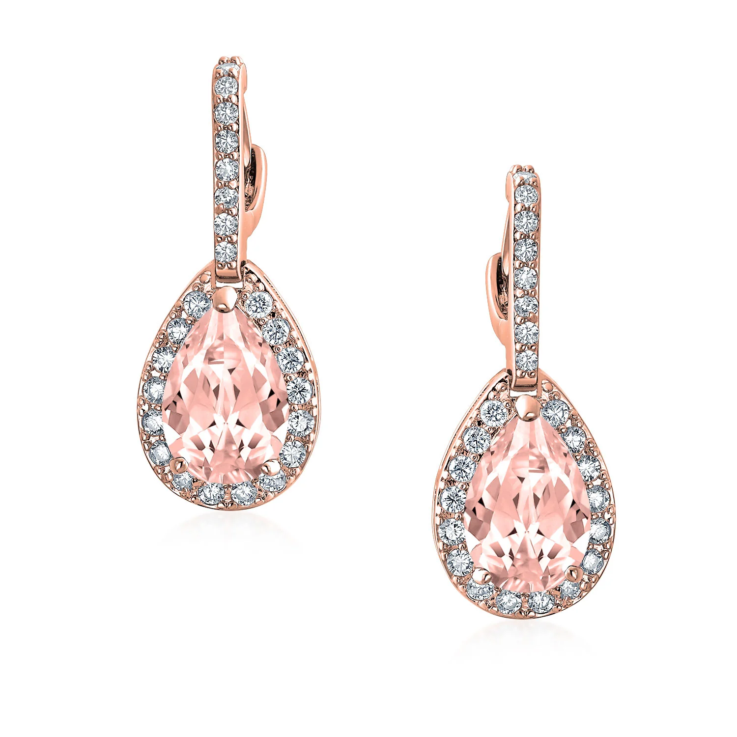 Classic 7CT Aqua Blue Cubic Zirconia CZ Large Teardrop Earrings Hinge Clip Closure - Image 18