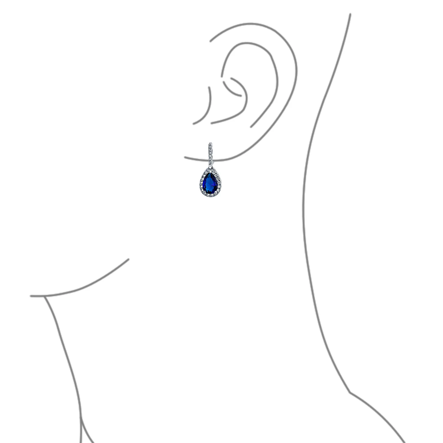 Classic 7CT Aqua Blue Cubic Zirconia CZ Large Teardrop Earrings Hinge Clip Closure - Image 21