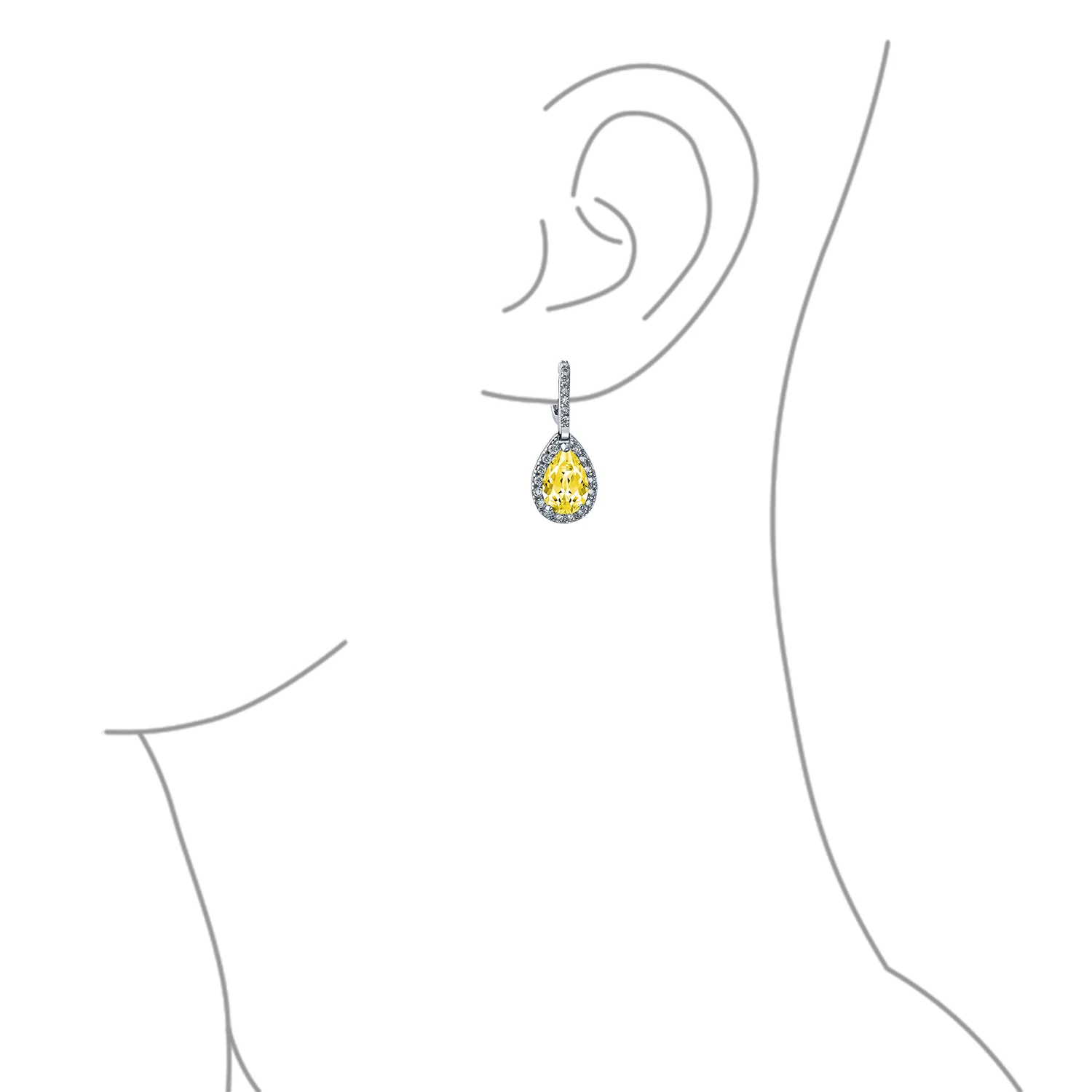 Classic 7CT Aqua Blue Cubic Zirconia CZ Large Teardrop Earrings Hinge Clip Closure - Image 24
